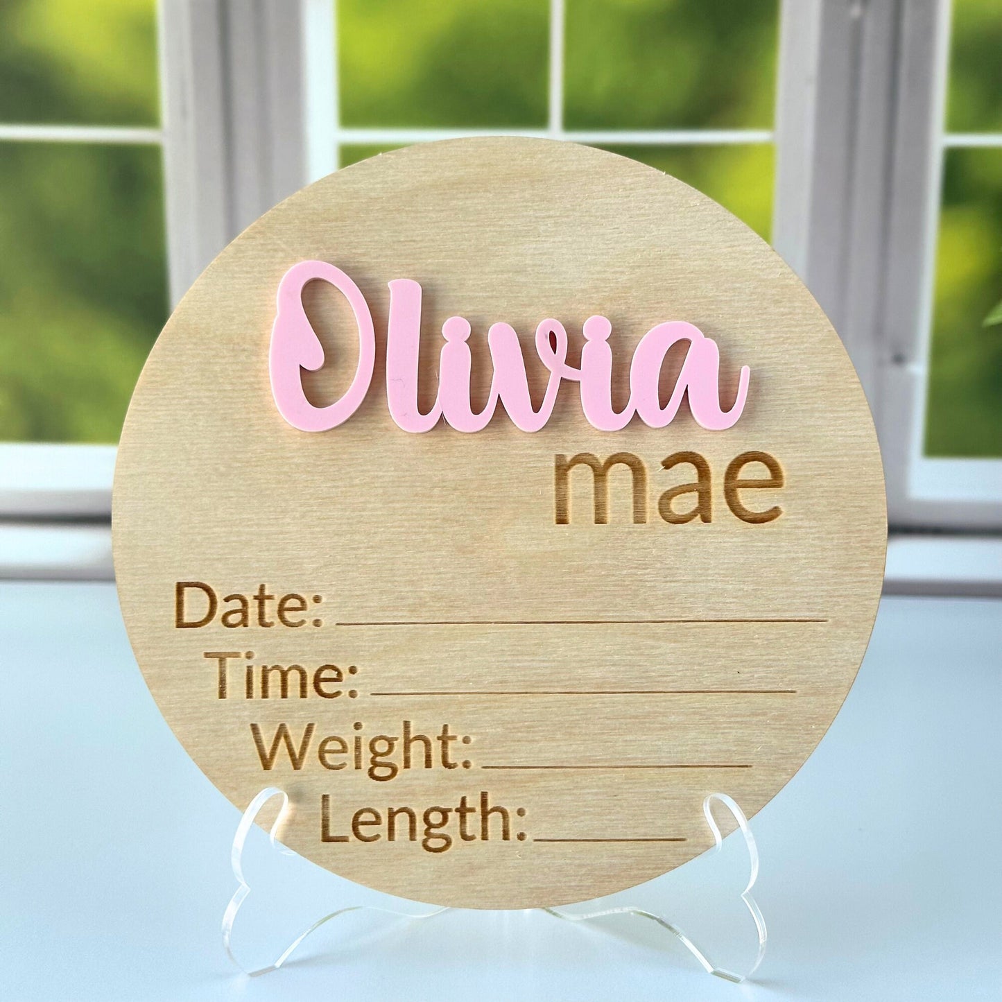 Wooden Birth Announcement Sign: Newborn Photo Prop, Birth Stats