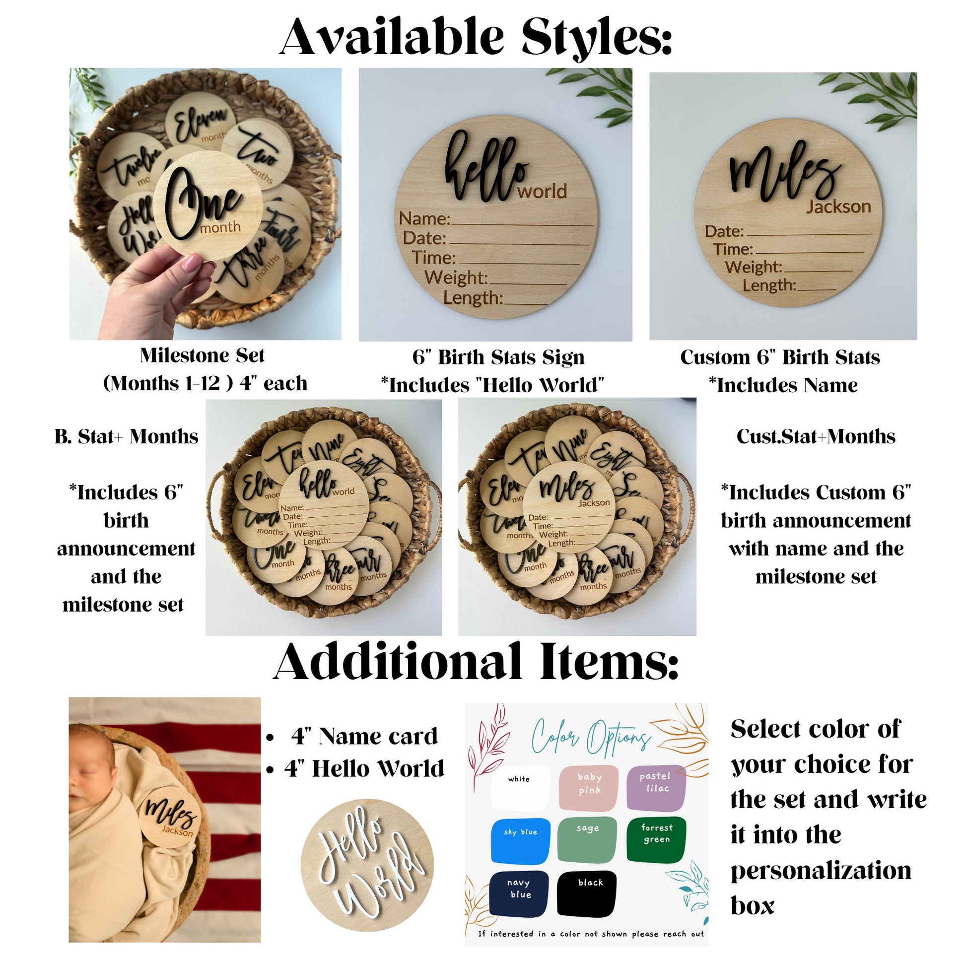 Baby Milestone Cards: Newborn Photo Prop, Birth Announcement Gift Set