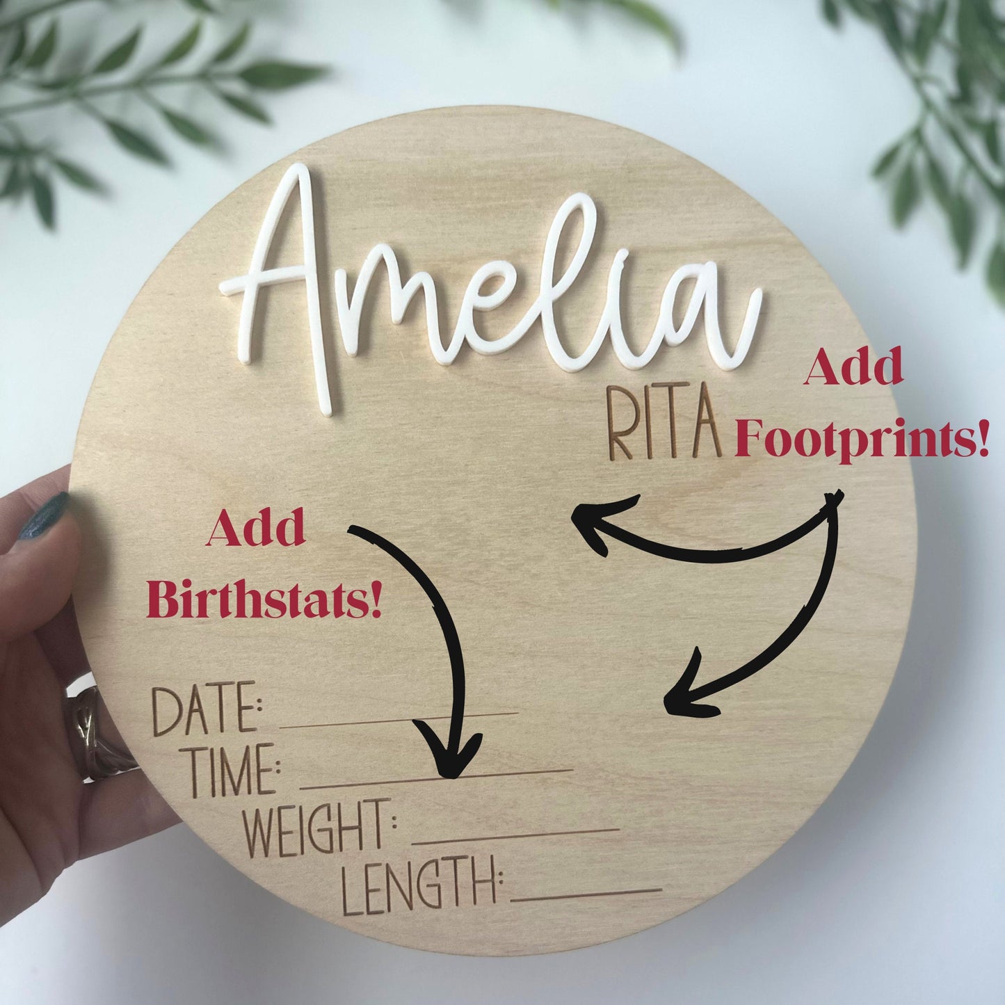 3D Baby Footprint Sign: Personalized Birth Stats Keepsake