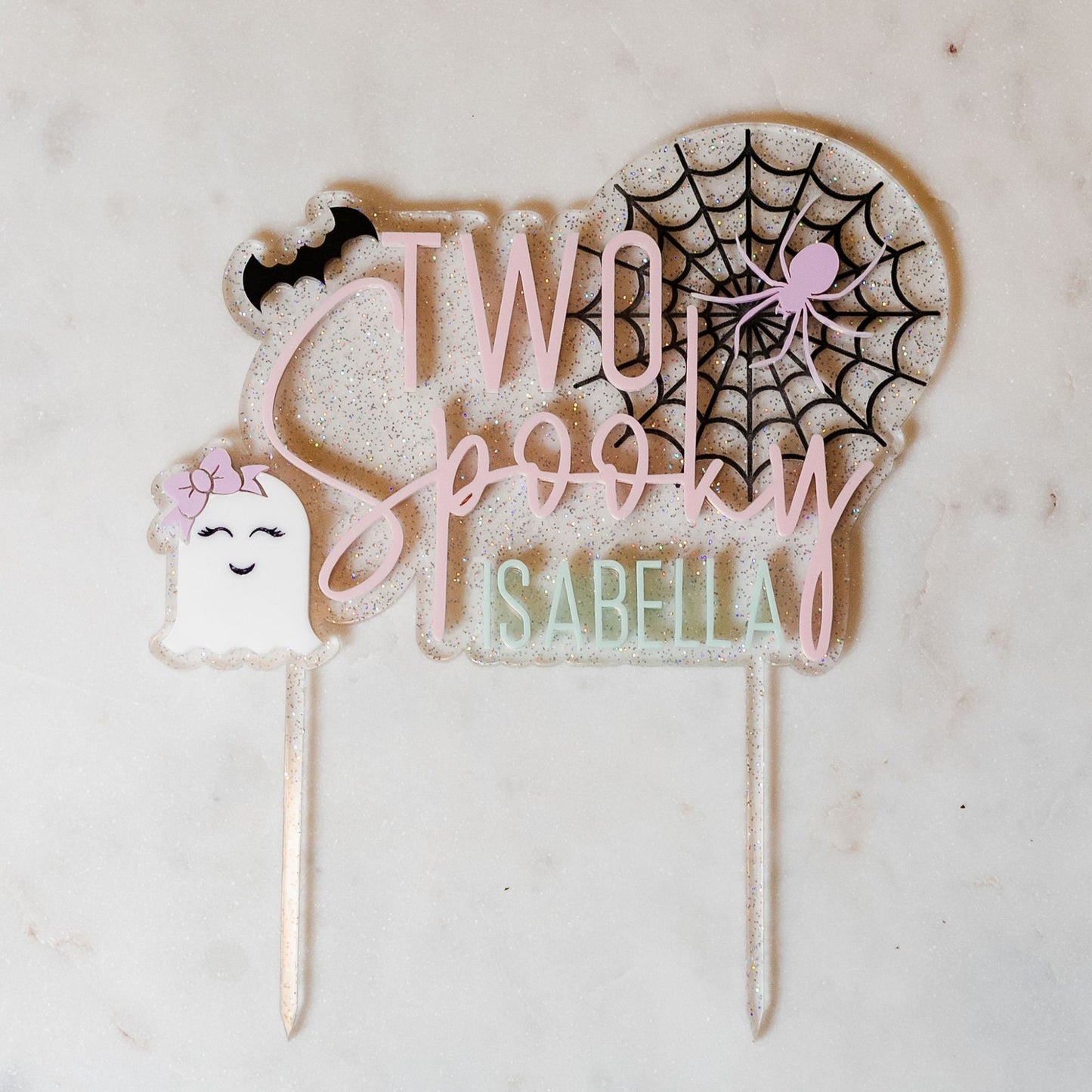 Four Ever Spooky, Acrylic Cake Topper, Pastel Halloween Birthday Decor