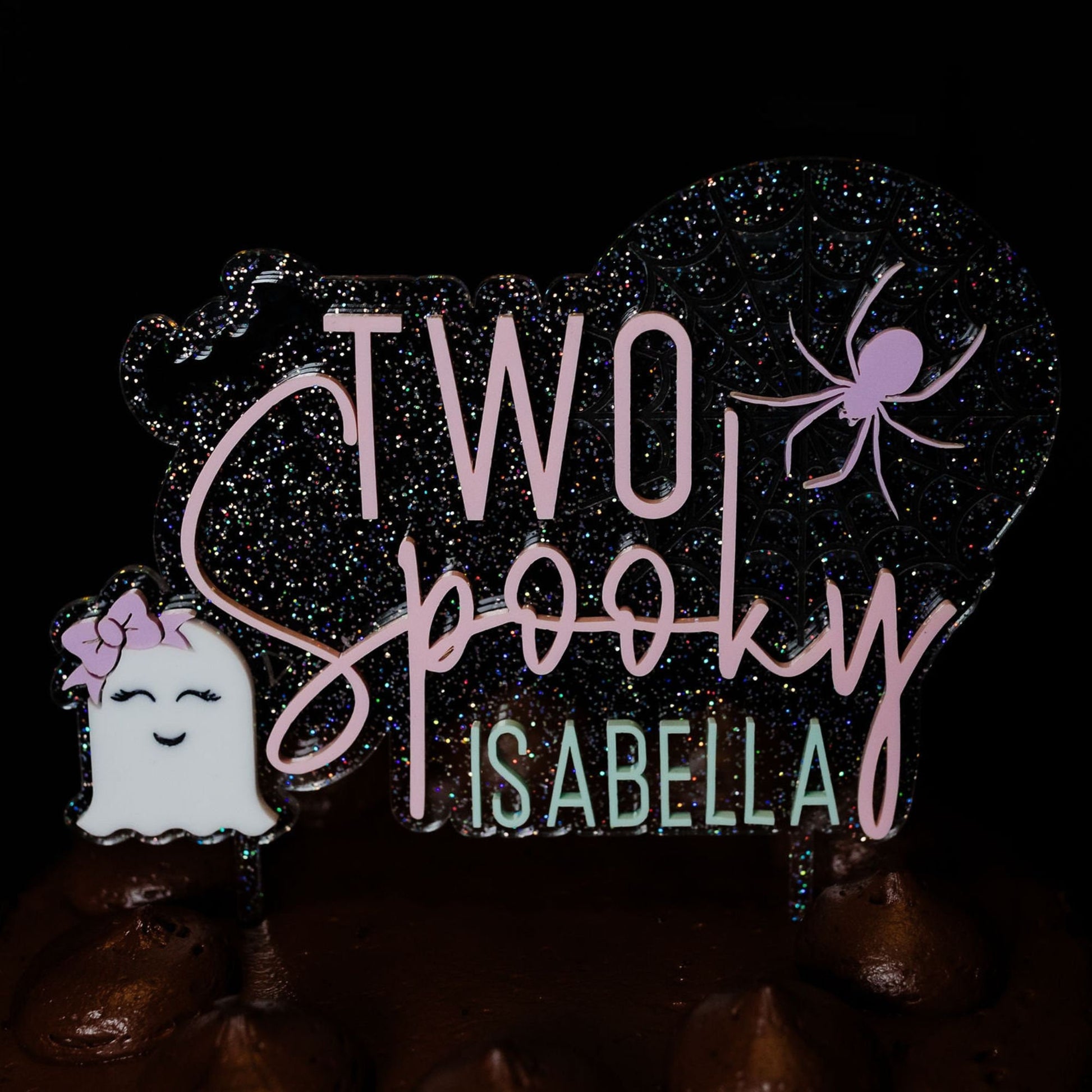 Four Ever Spooky, Acrylic Cake Topper, Pastel Halloween Birthday Decor