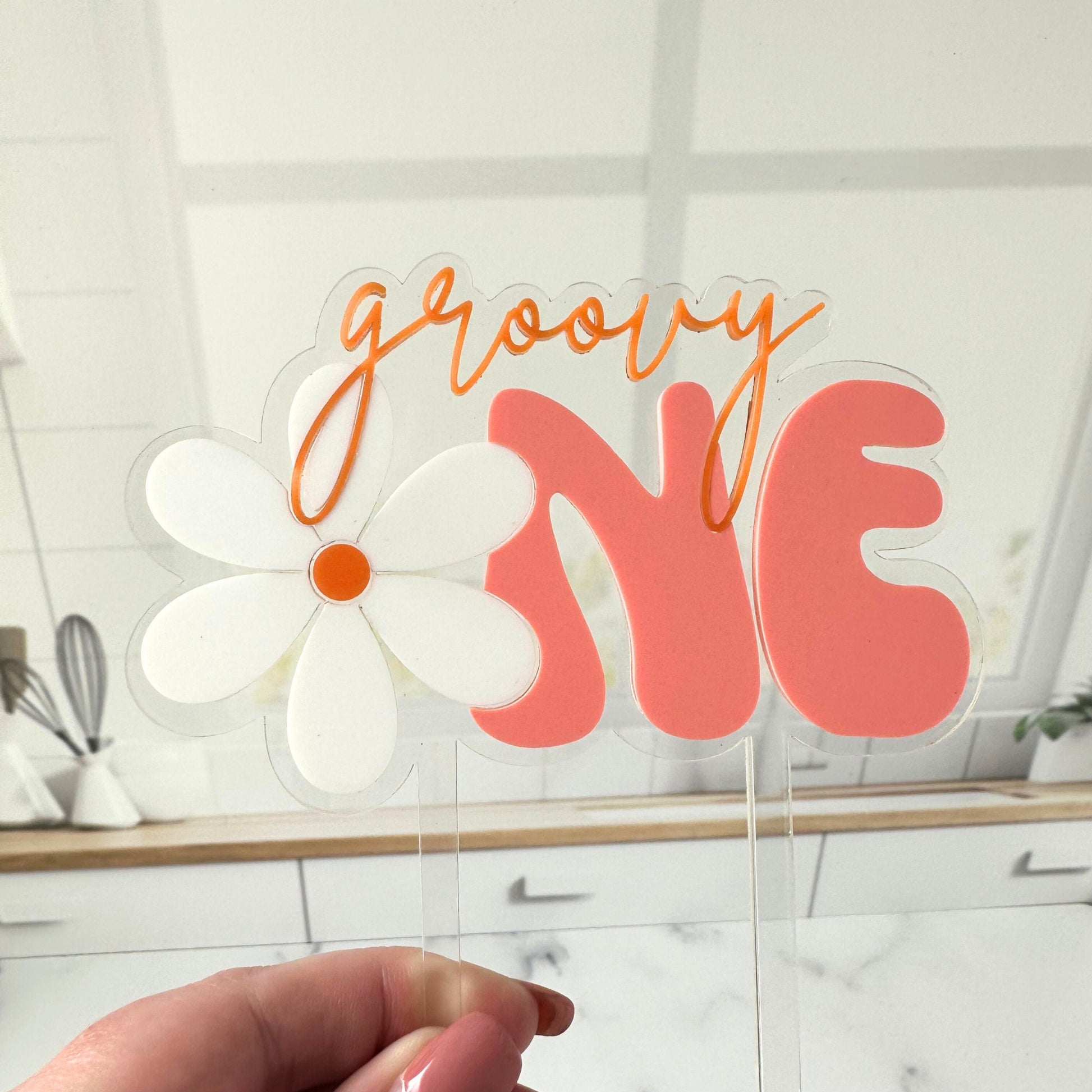 Two Groovy Cake Topper: Acrylic Second Birthday Decor