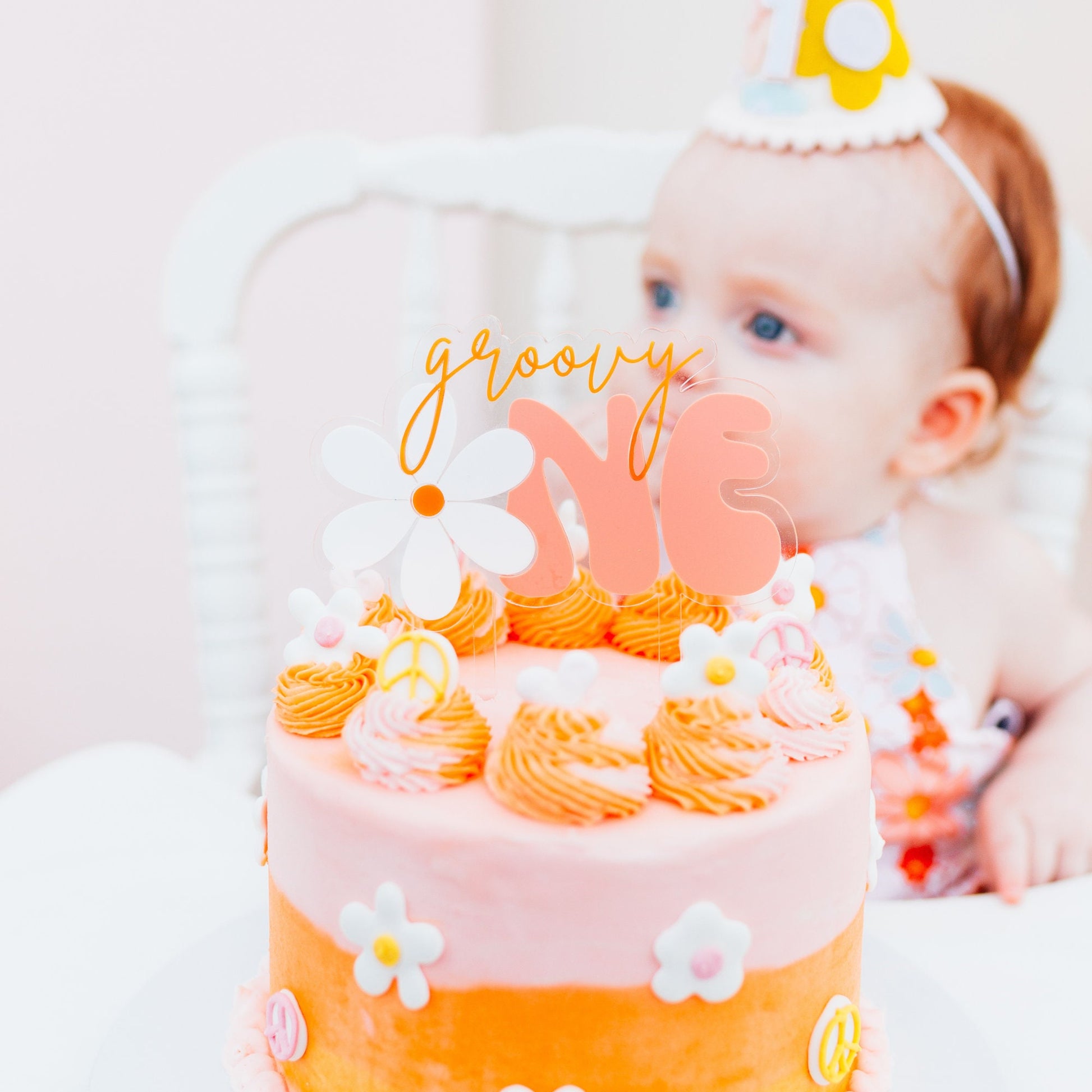 Two Groovy Cake Topper: Acrylic Second Birthday Decor