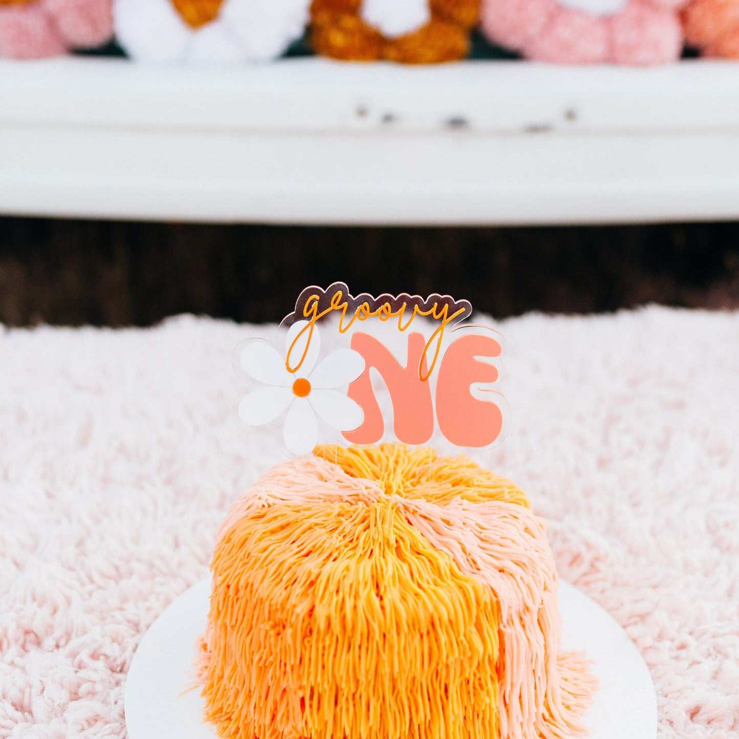 Two Groovy Cake Topper: Acrylic Second Birthday Decor