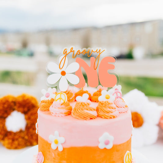Two Groovy Cake Topper: Acrylic Second Birthday Decor