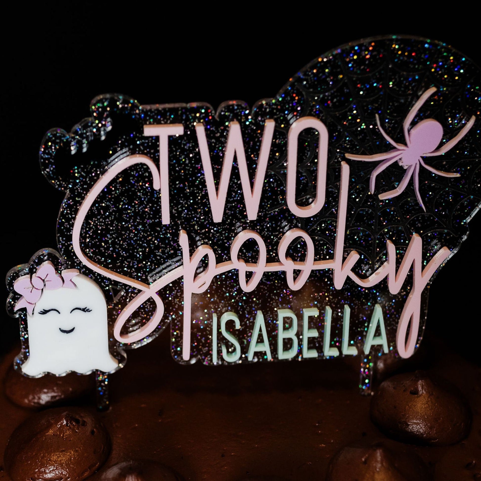 Four Ever Spooky, Acrylic Cake Topper, Pastel Halloween Birthday Decor