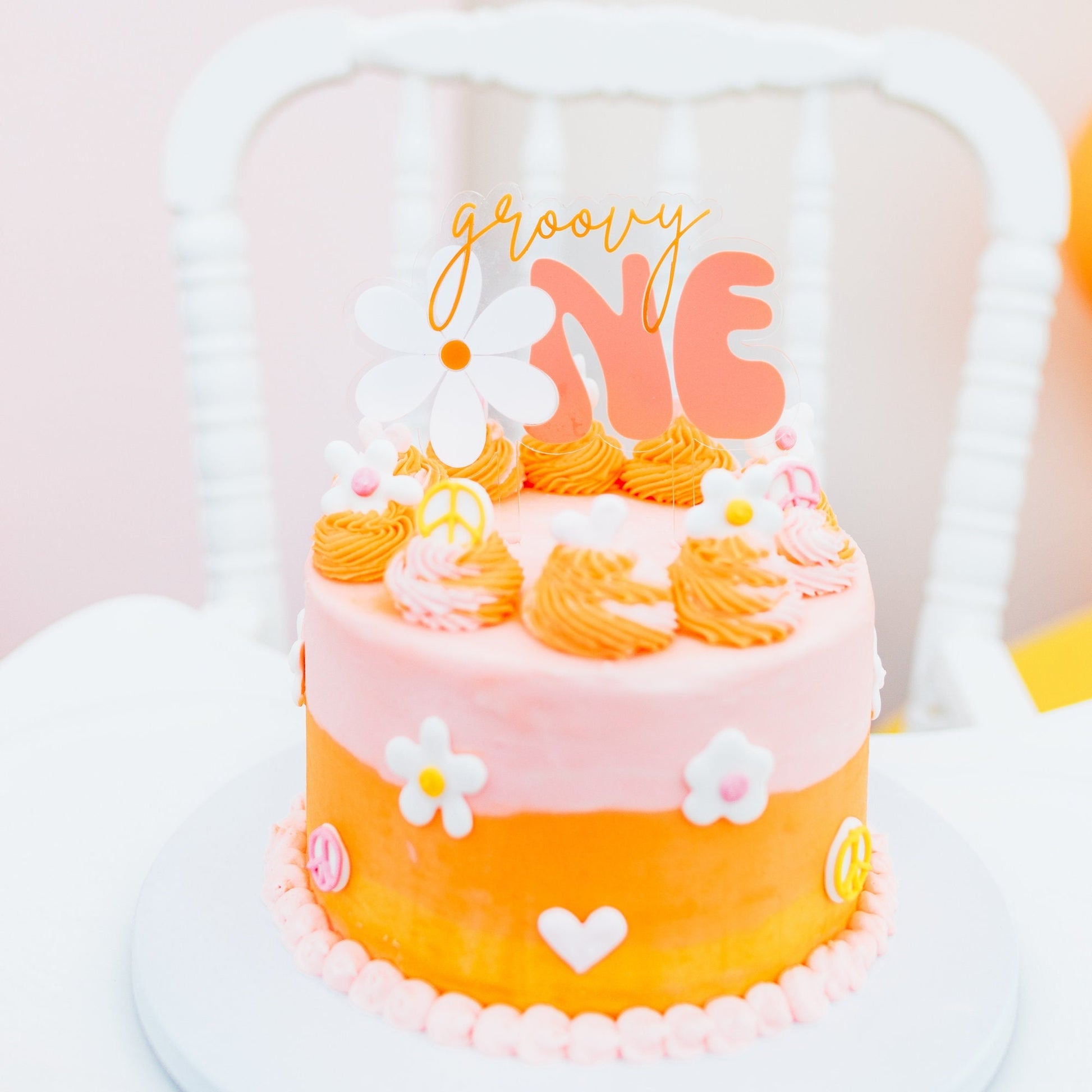 Two Groovy Cake Topper: Acrylic Second Birthday Decor