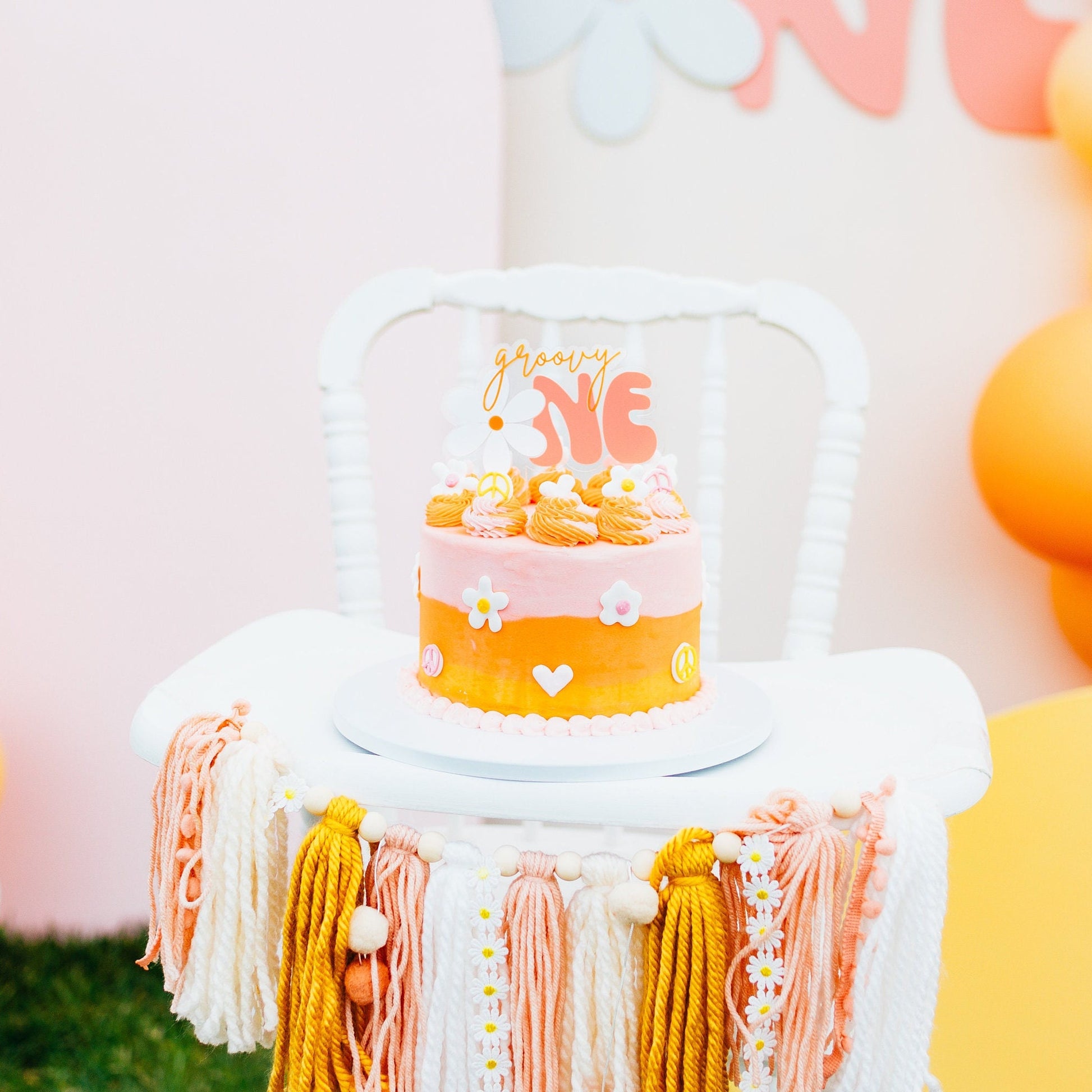 Two Groovy Cake Topper: Acrylic Second Birthday Decor