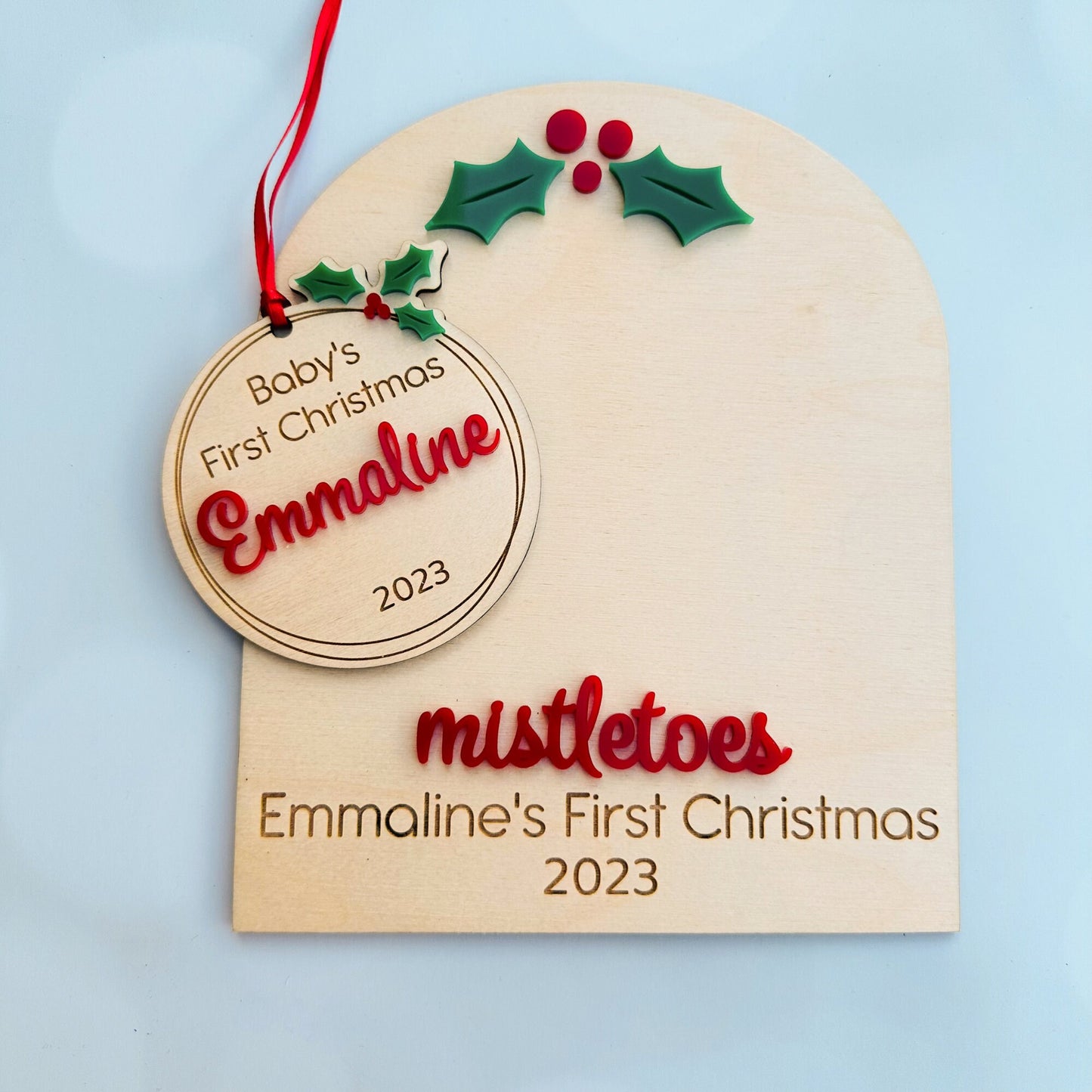 Mistletoe Baby Footprint Sign: First Christmas Keepsake