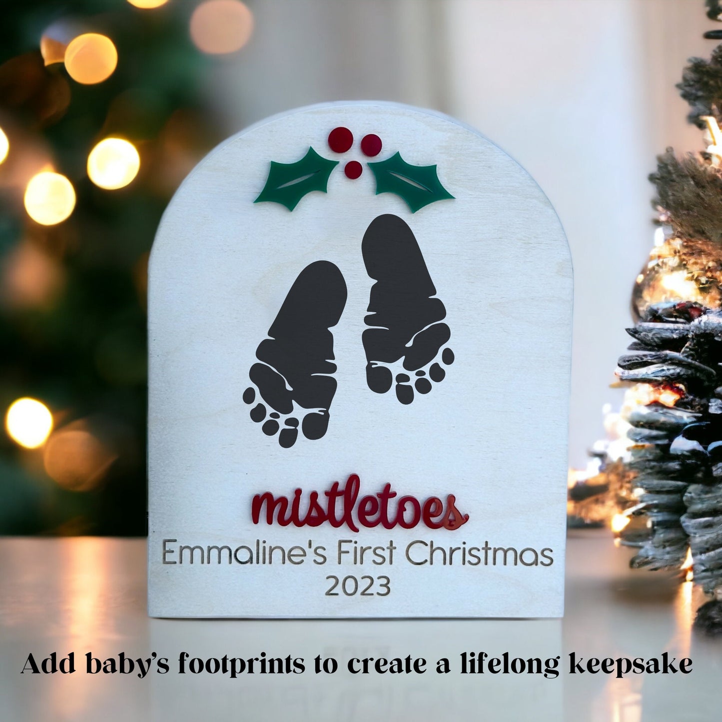 Mistletoe Baby Footprint Sign: First Christmas Keepsake