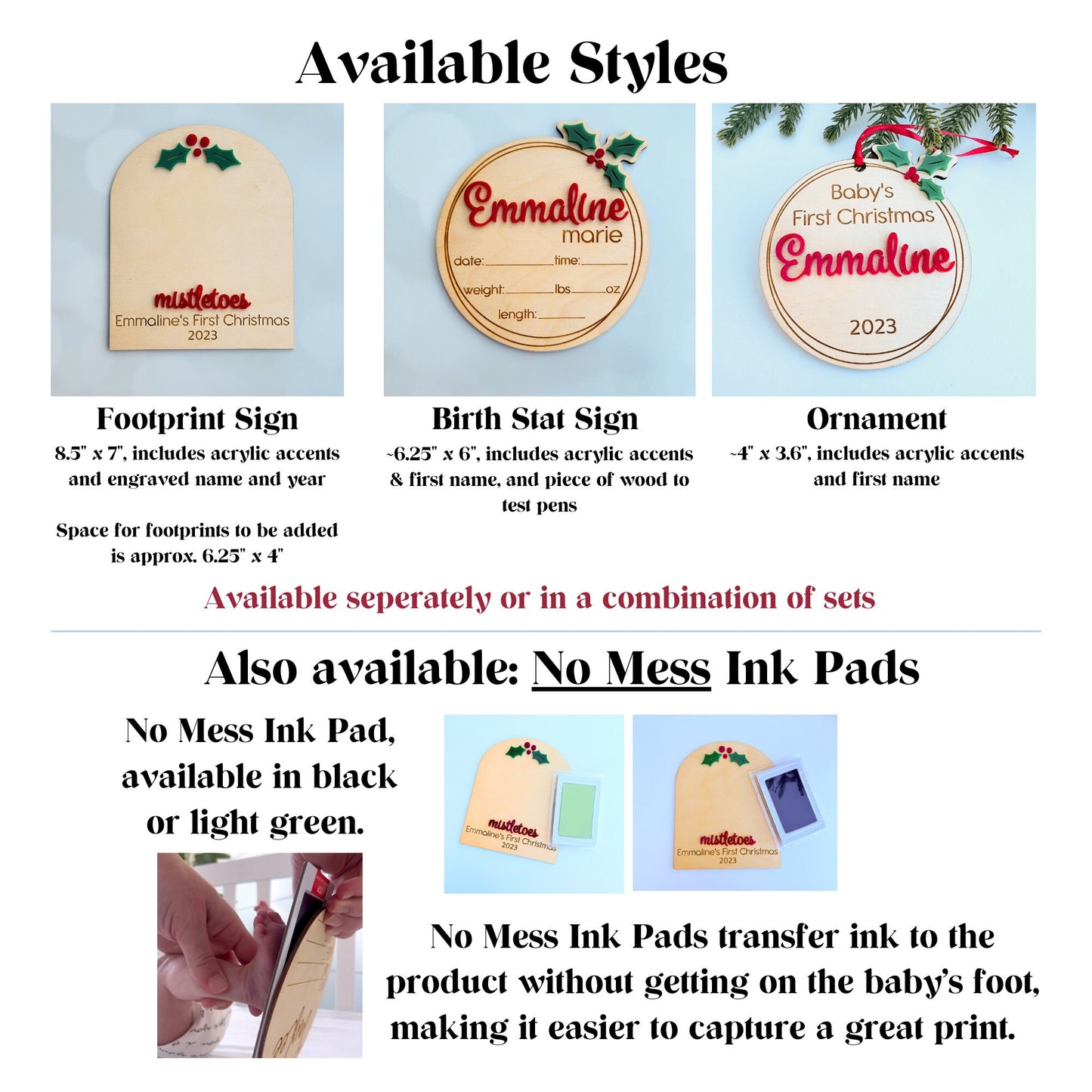 Mistletoe Baby Footprint Sign: First Christmas Keepsake