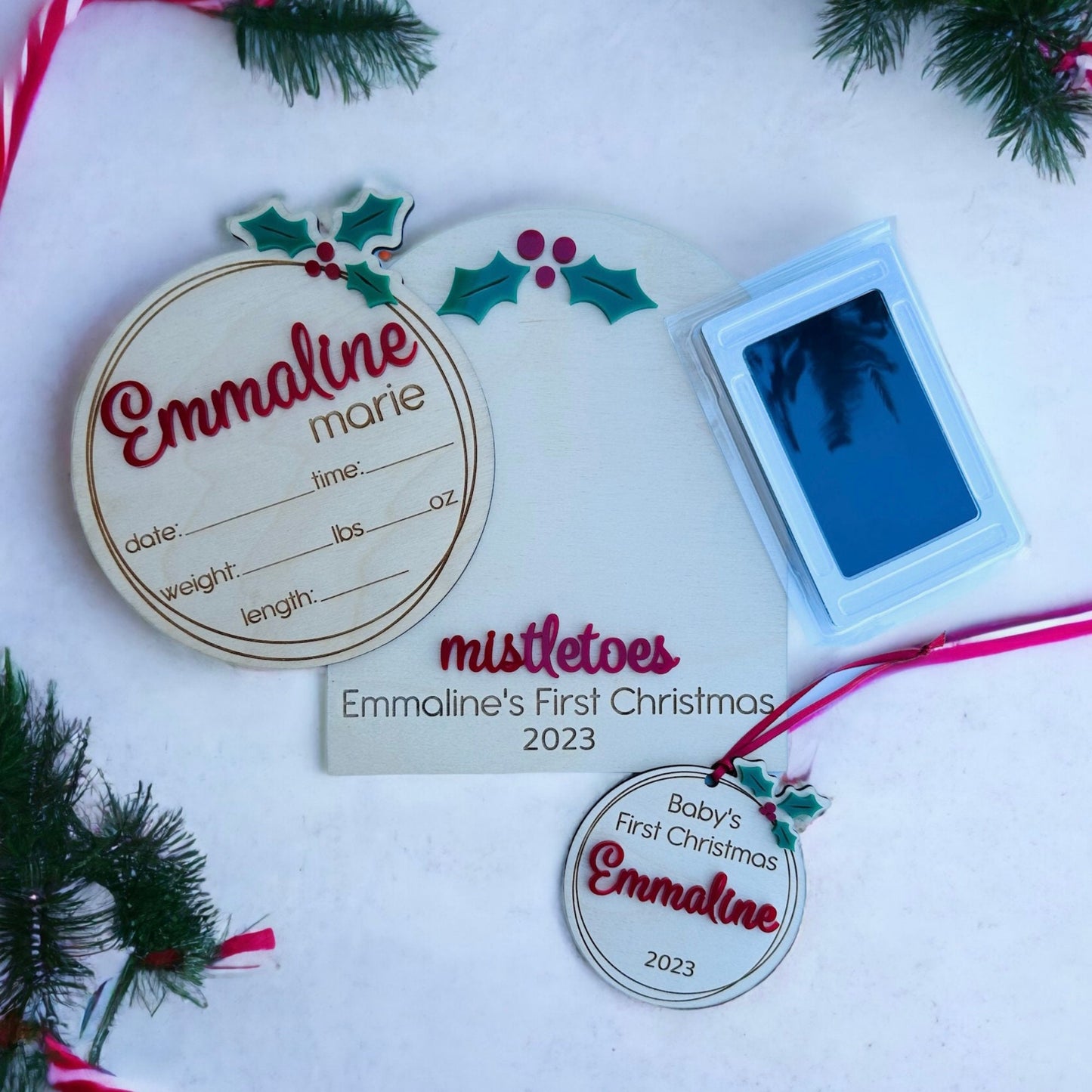 Mistletoe Baby Footprint Sign: First Christmas Keepsake