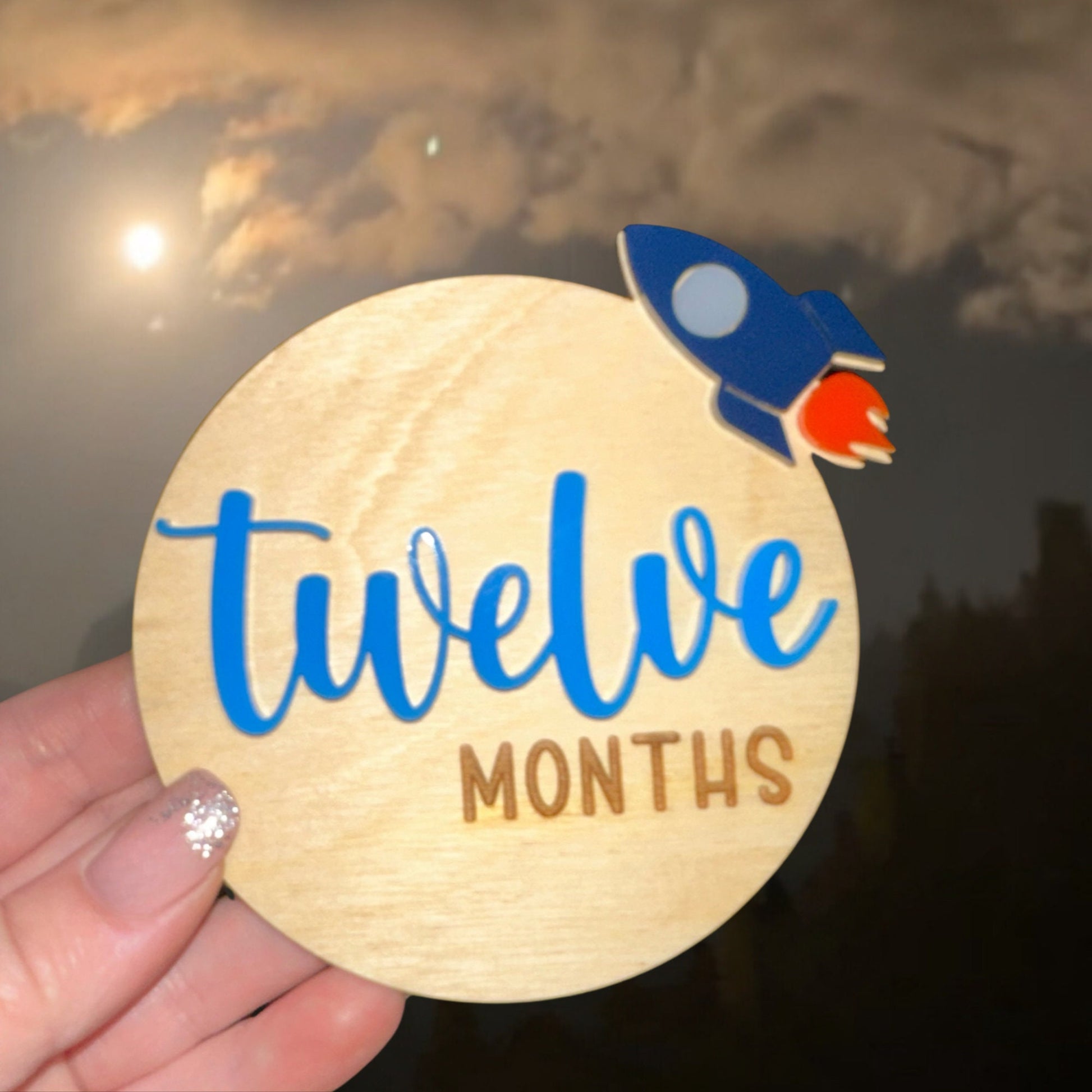 Rocket Baby Milestone Cards: Acrylic Space Theme Newborn Announcement