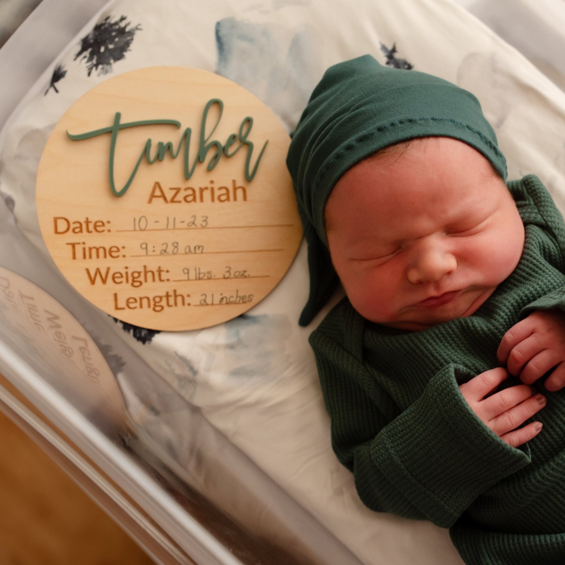Wooden Birth Announcement Sign: Newborn Photo Prop, Birth Stats