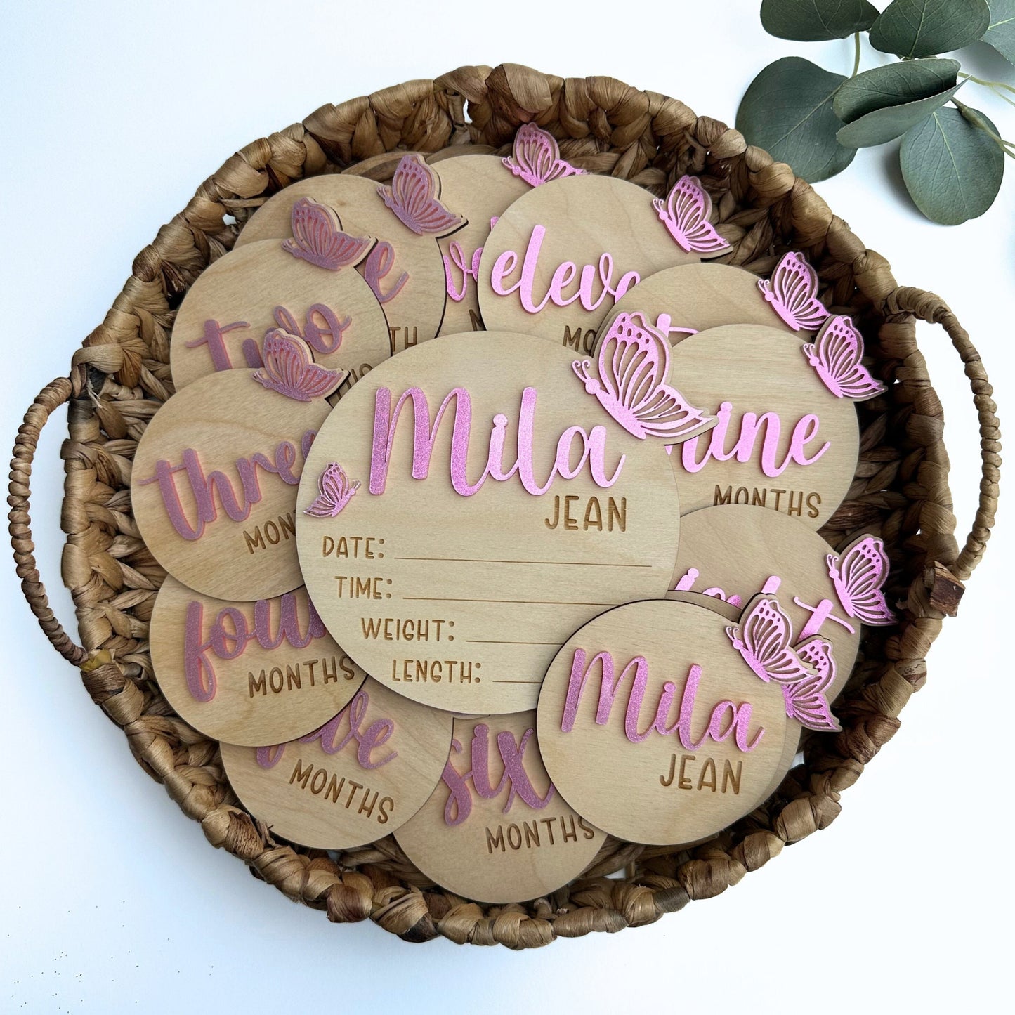 Butterfly Baby Milestone Cards: Newborn Photo Prop Set