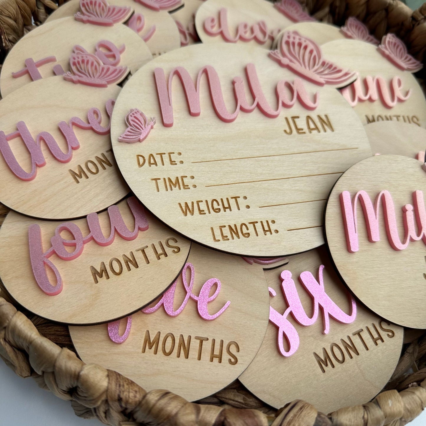 Butterfly Baby Milestone Cards: Newborn Photo Prop Set
