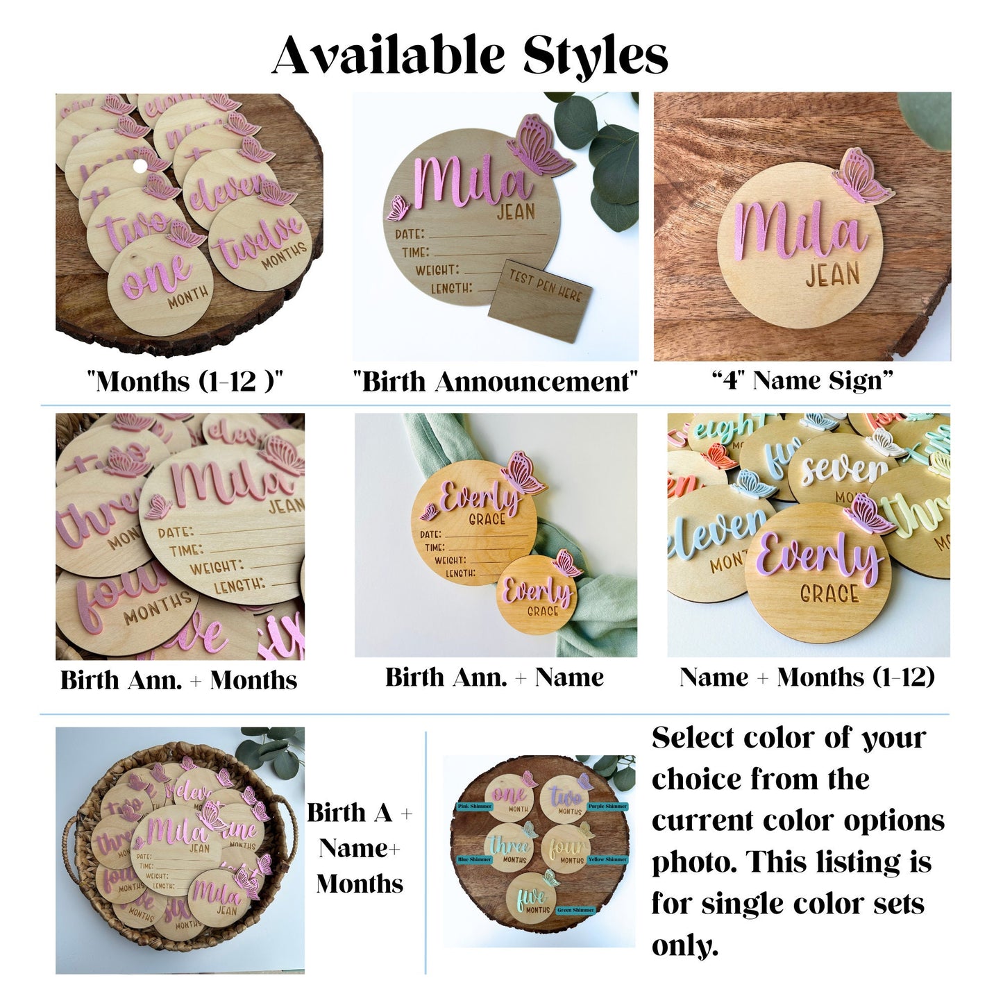 Butterfly Baby Milestone Cards: Newborn Photo Prop Set