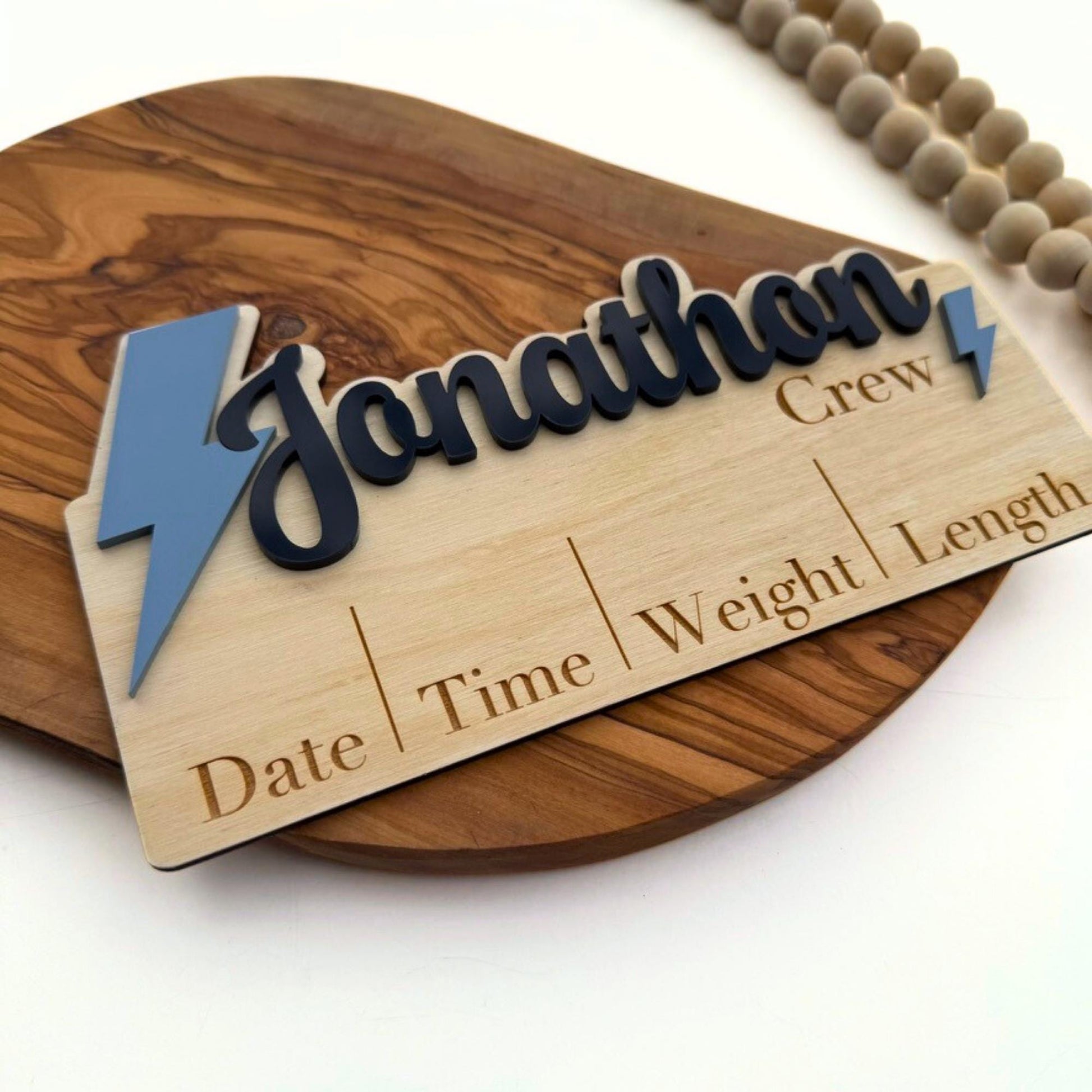 Personalized Baby Birth Stats Sign: 3D Acrylic Name, Wood Keepsake