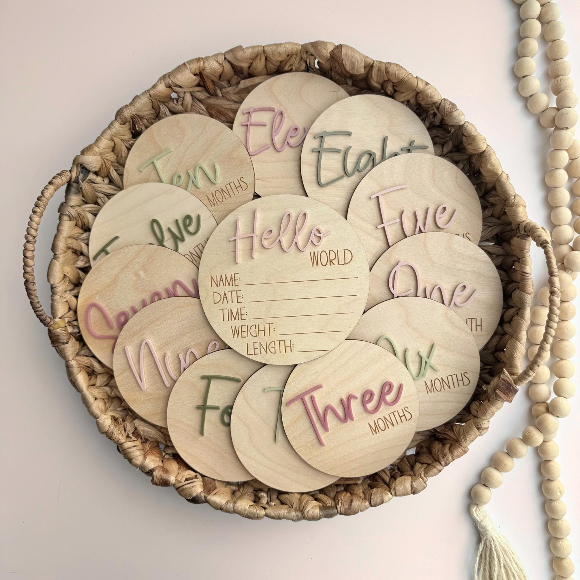 Baby Milestone Discs: Wood & Acrylic Photo Prop Set