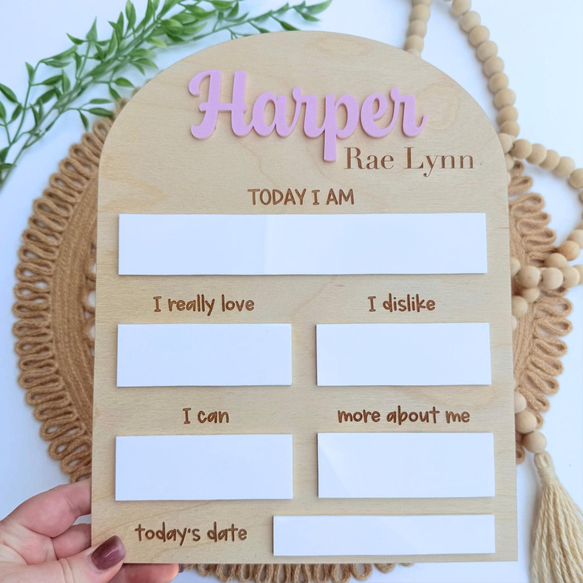 Personalized Baby Milestone Board: Wooden Photo Prop, Dry Erase
