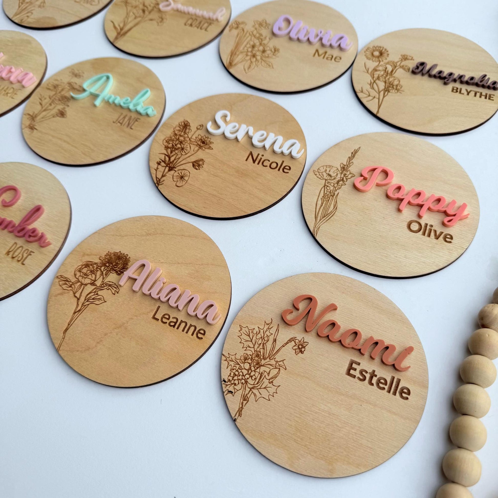 Personalized Birth Flower Baby Name Sign: Newborn Photo Prop, Nursery Decor