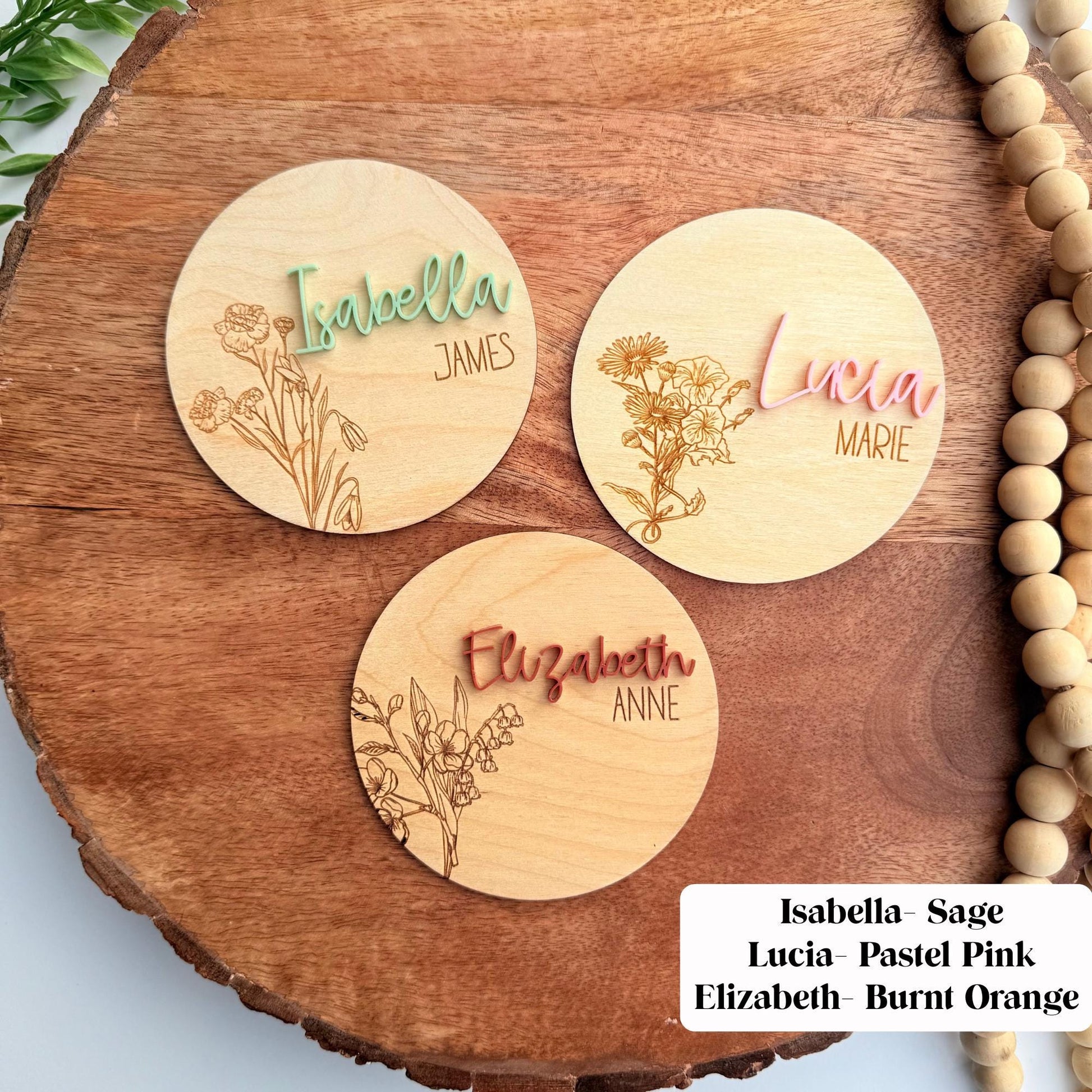 Personalized Birth Flower Baby Name Sign: Newborn Photo Prop, Nursery Decor