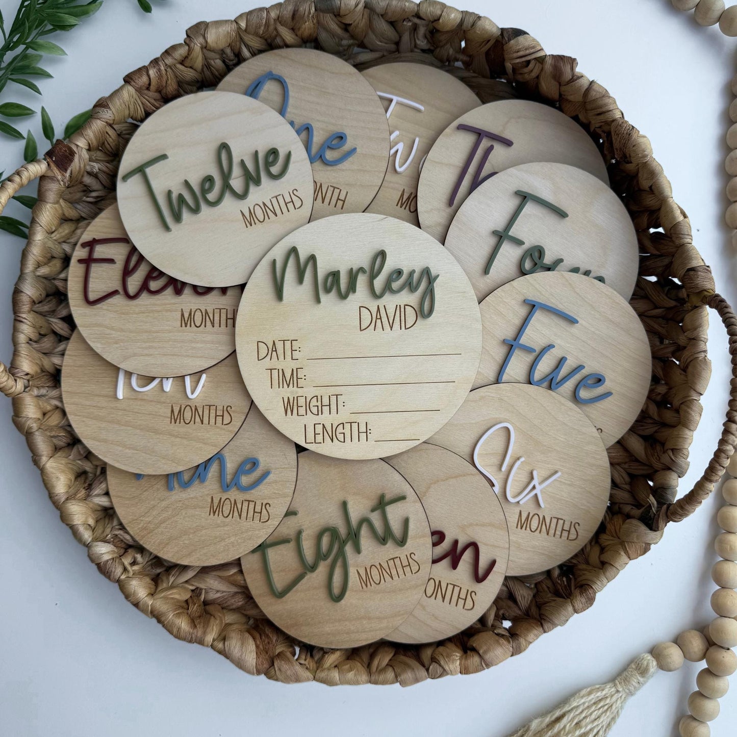 Baby Milestone Discs: Wood & Acrylic Photo Prop Set