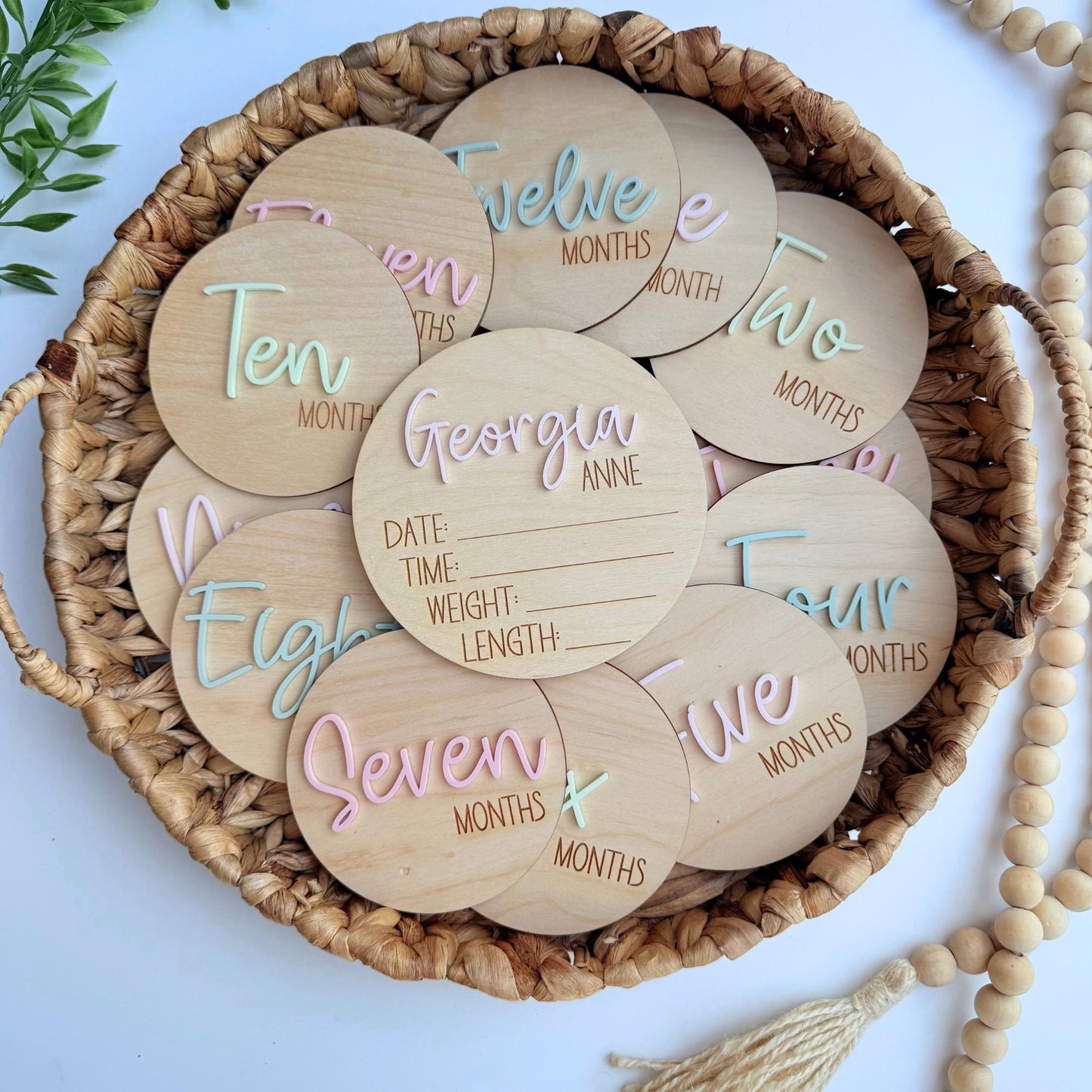 Baby Milestone Discs: Wood & Acrylic Photo Prop Set