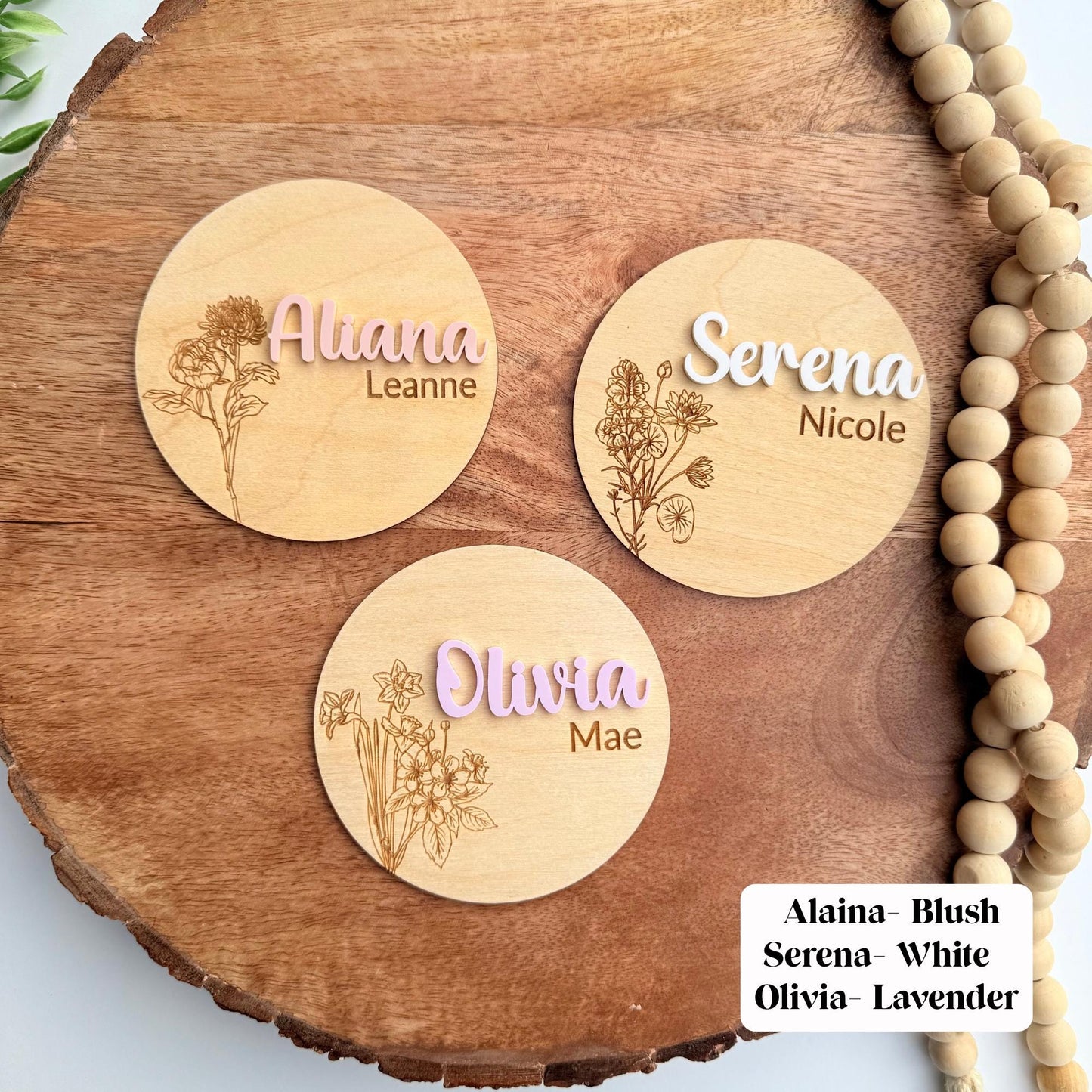 Personalized Birth Flower Baby Name Sign: Newborn Photo Prop, Nursery Decor