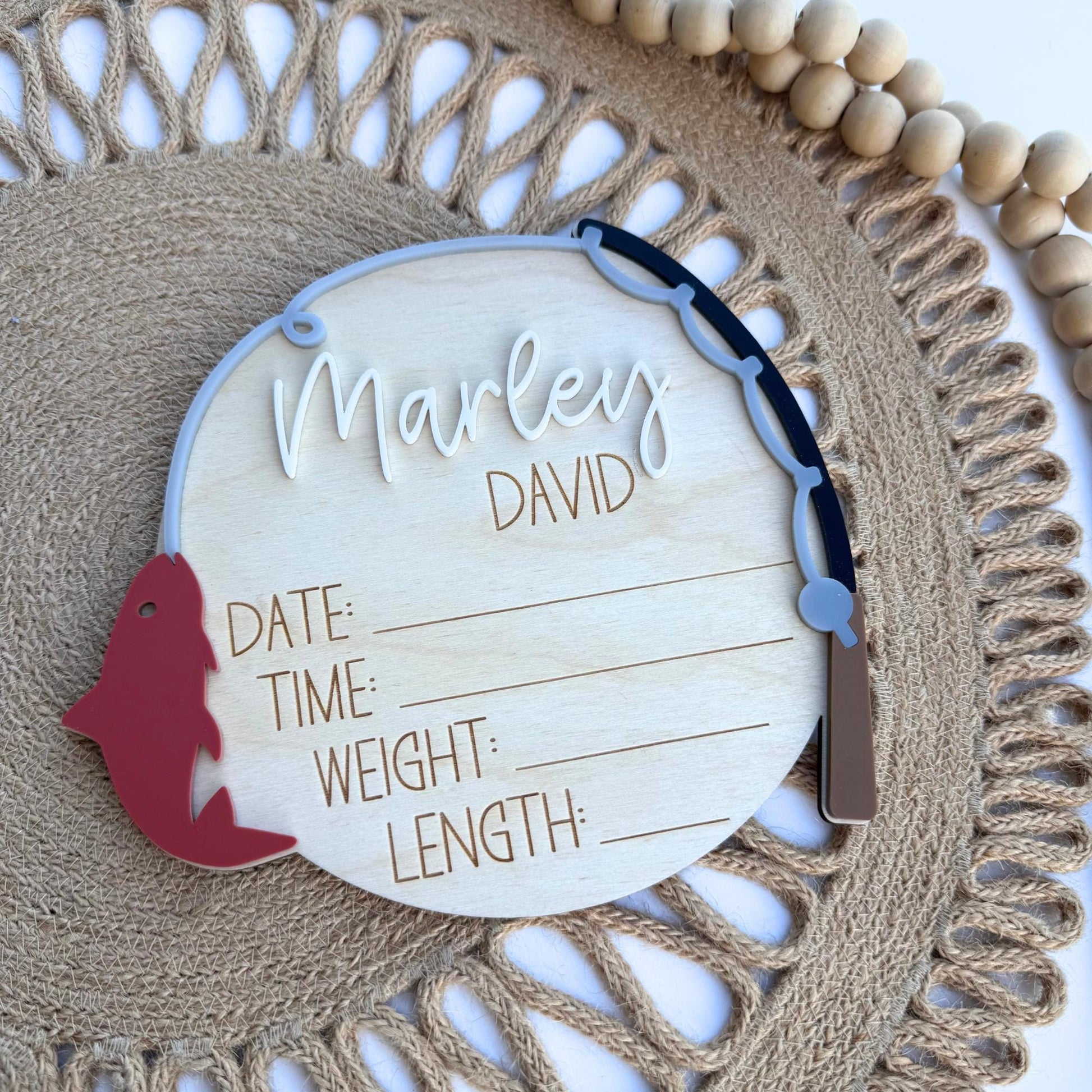 Customizable Fishing-Themed Birth Stats Sign for Baby Boy - Unique Shower Gift & Nursery Decor