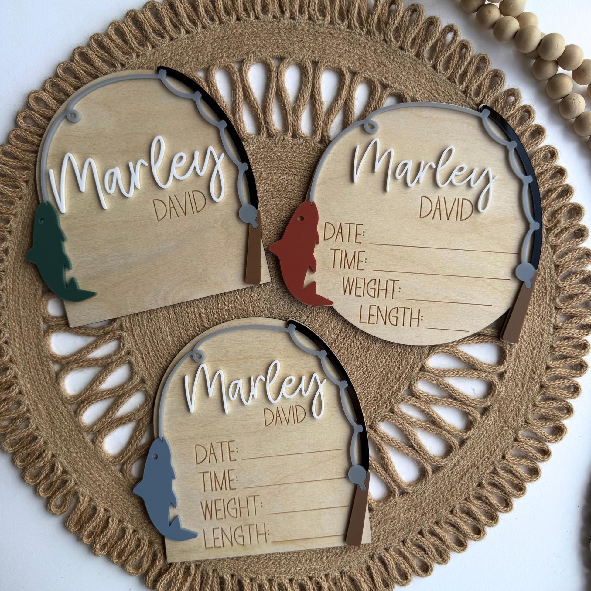 Customizable Fishing-Themed Birth Stats Sign for Baby Boy - Unique Shower Gift & Nursery Decor