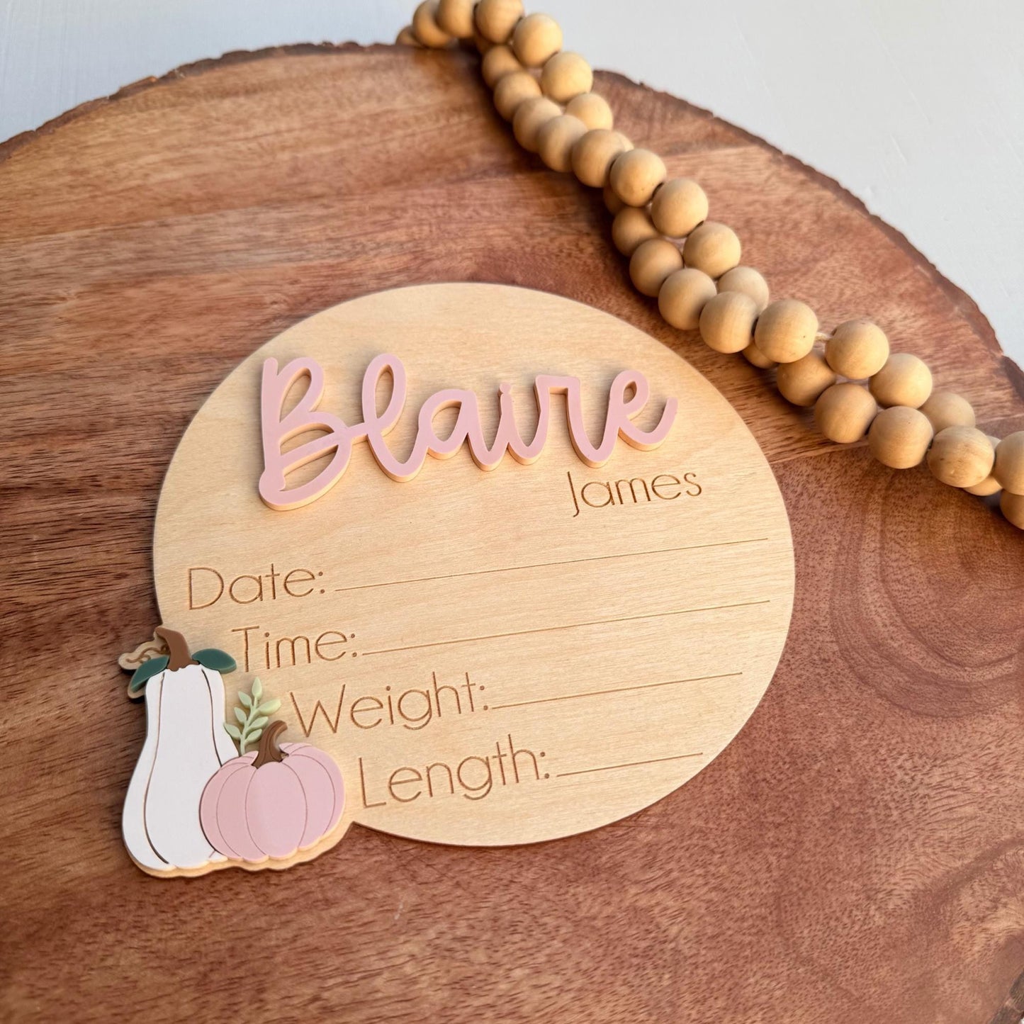 Personalized Pumpkin Baby Announcement Sign: Fall Thanksgiving Themed