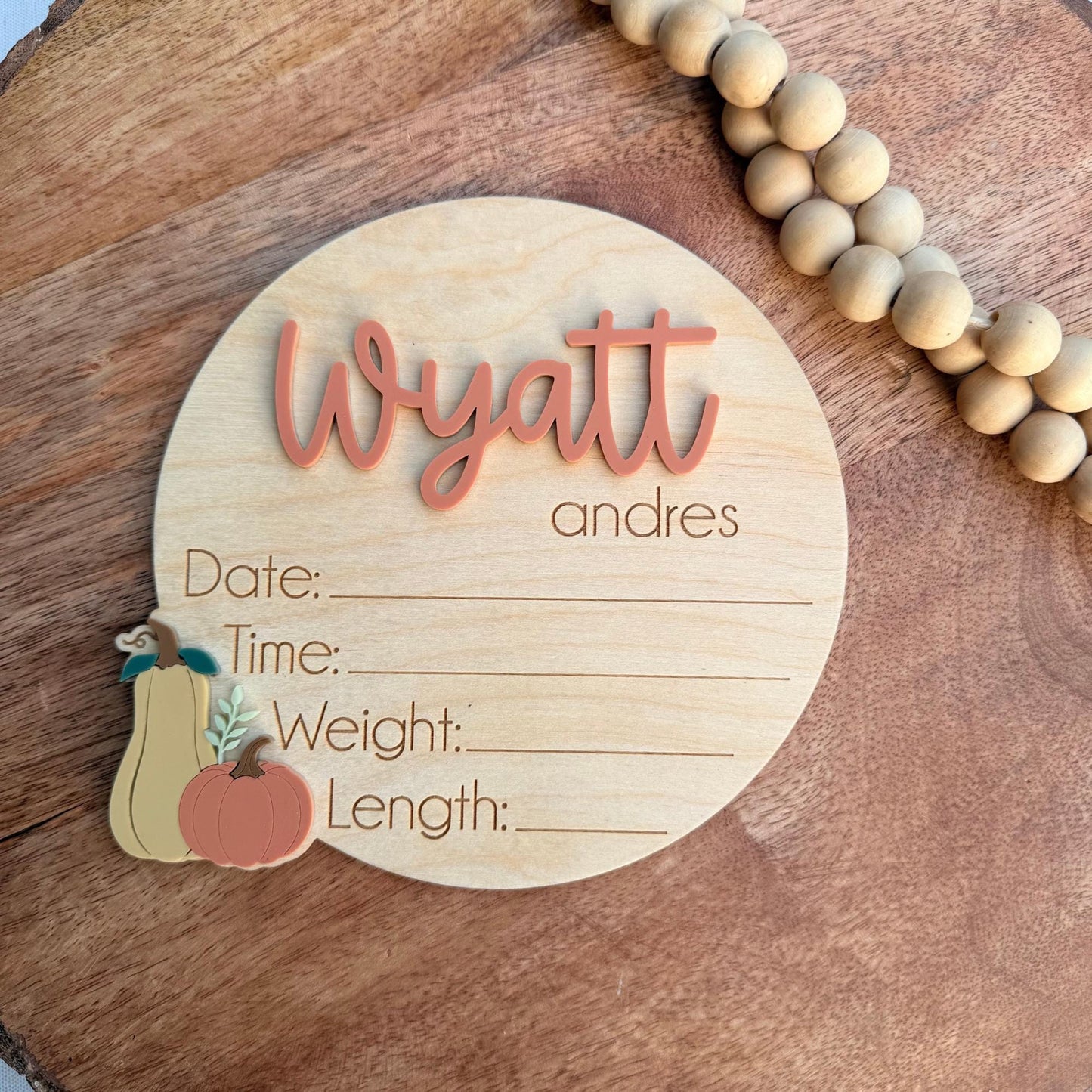 Personalized Pumpkin Baby Announcement Sign: Fall Thanksgiving Themed