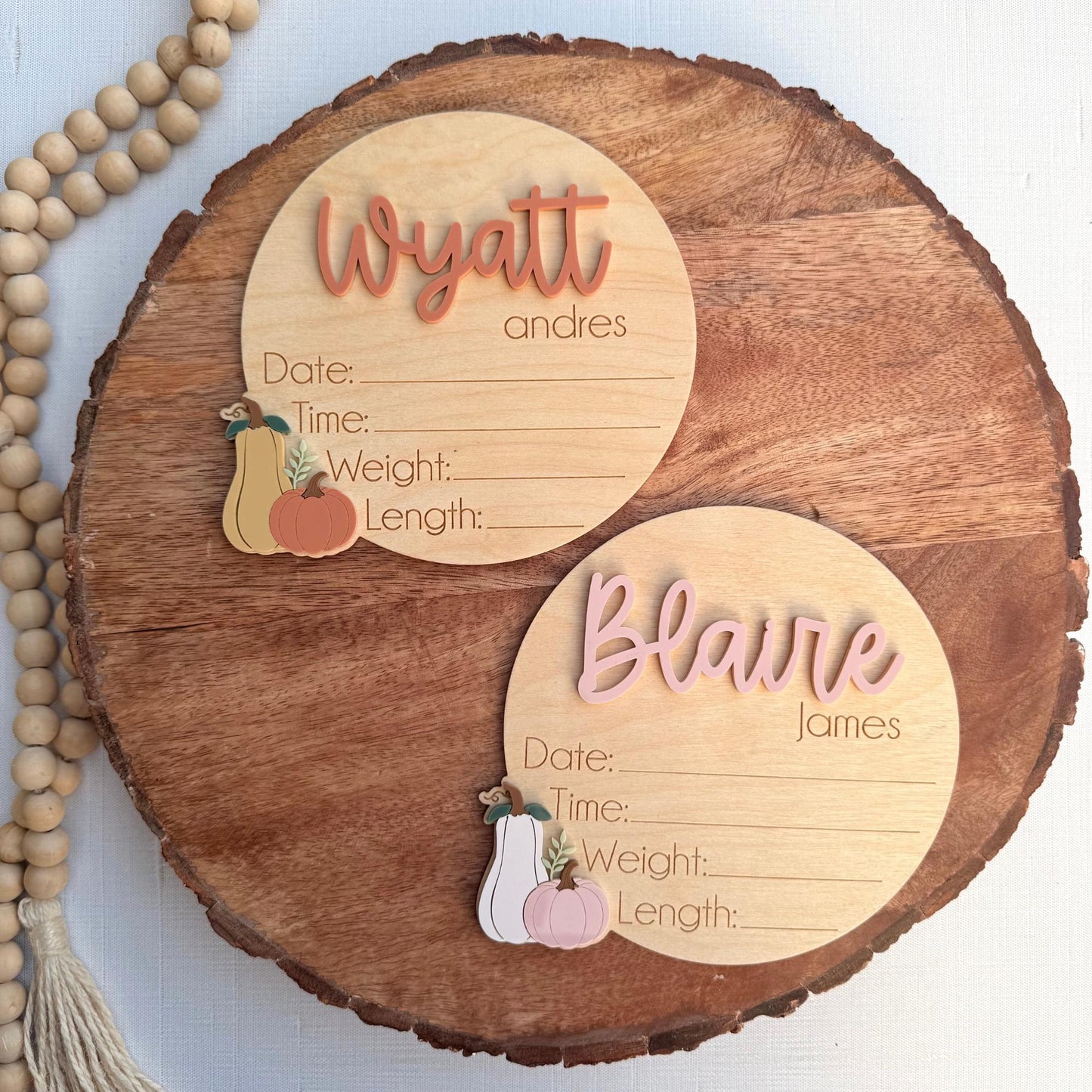 Custom Fall Baby Announcement Sign: Pumpkin-Themed Keepsake for Autumn Newborn Stats