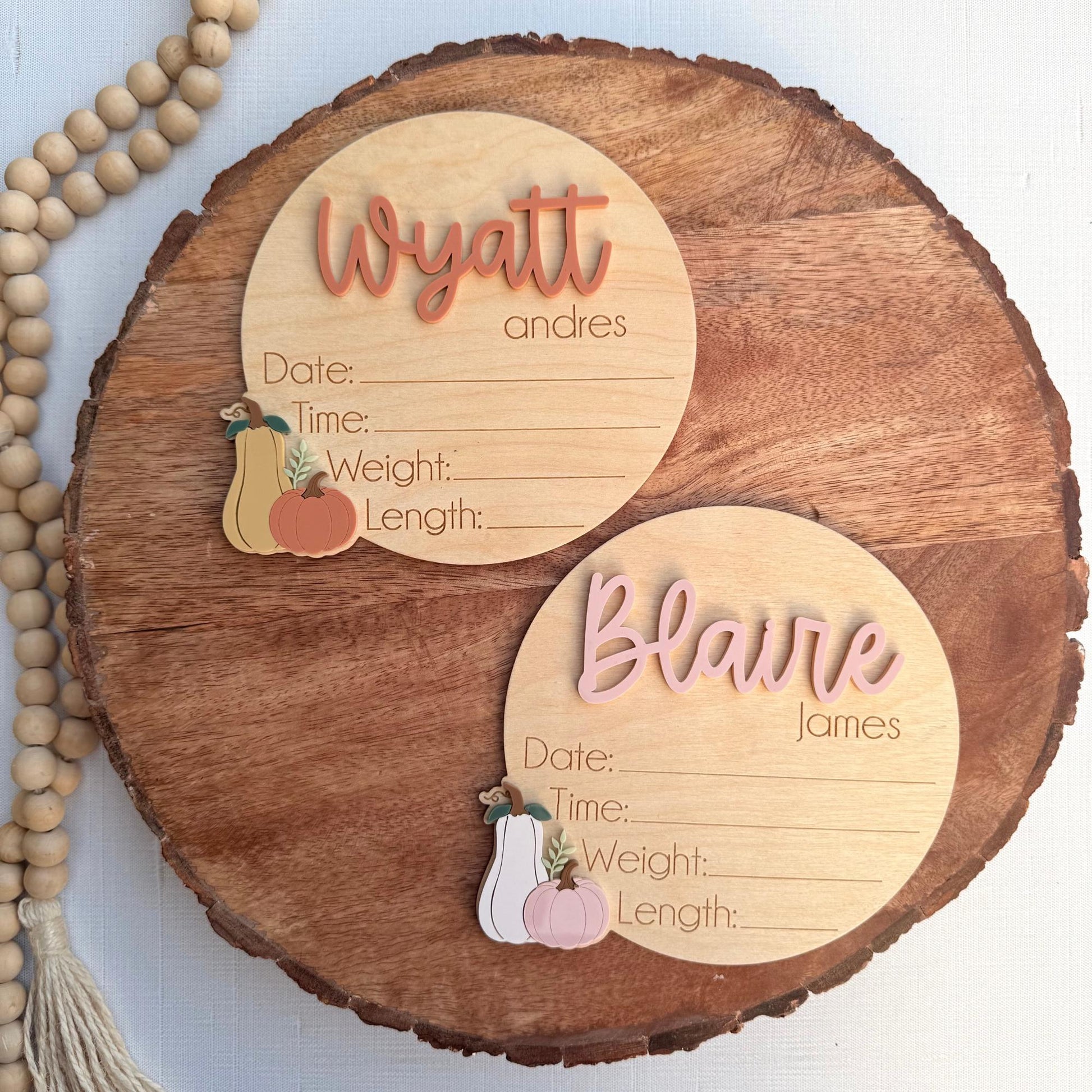 Custom Fall Baby Announcement Sign: Pumpkin-Themed Keepsake for Autumn Newborn Stats