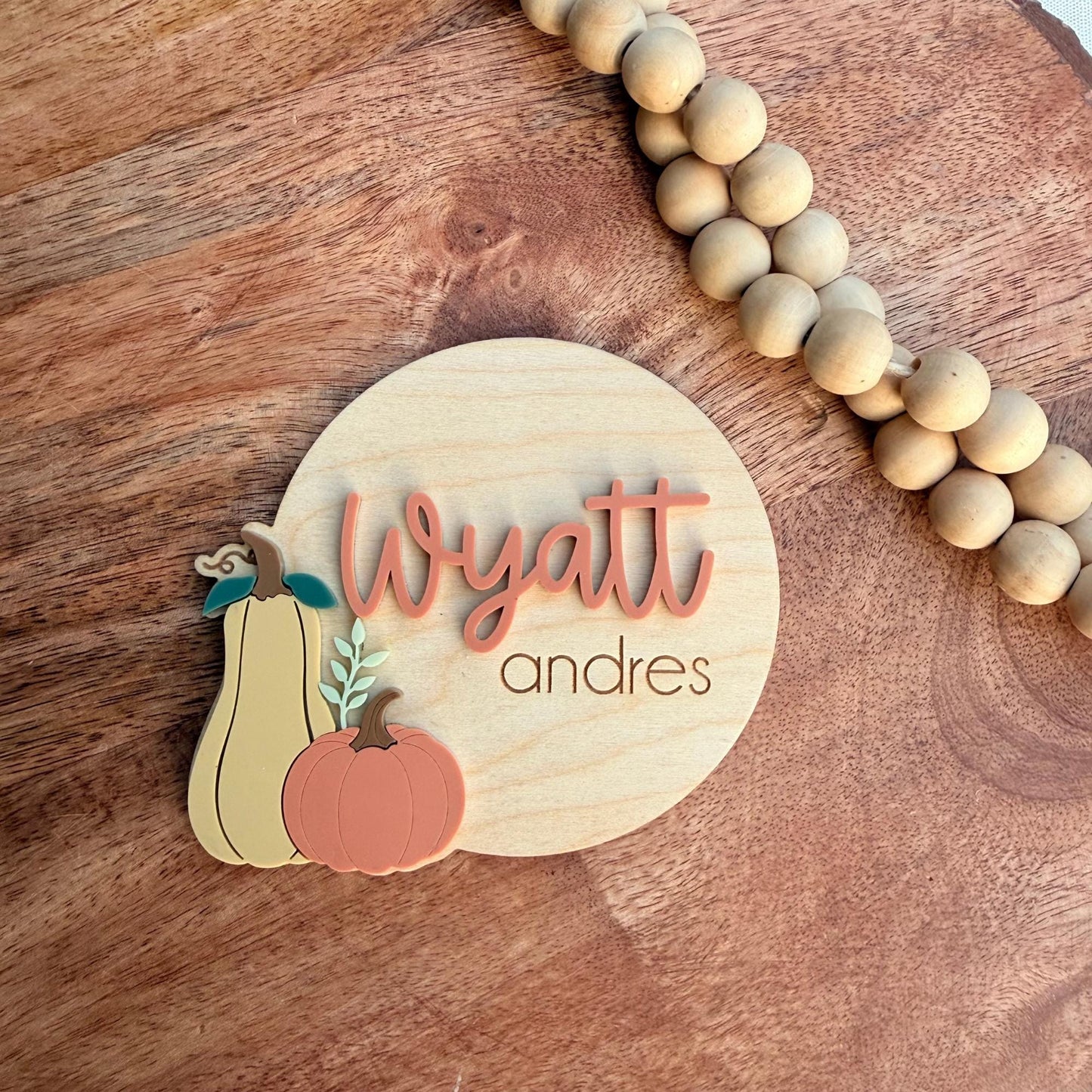 Personalized Pumpkin Baby Announcement Sign: Fall Thanksgiving Themed