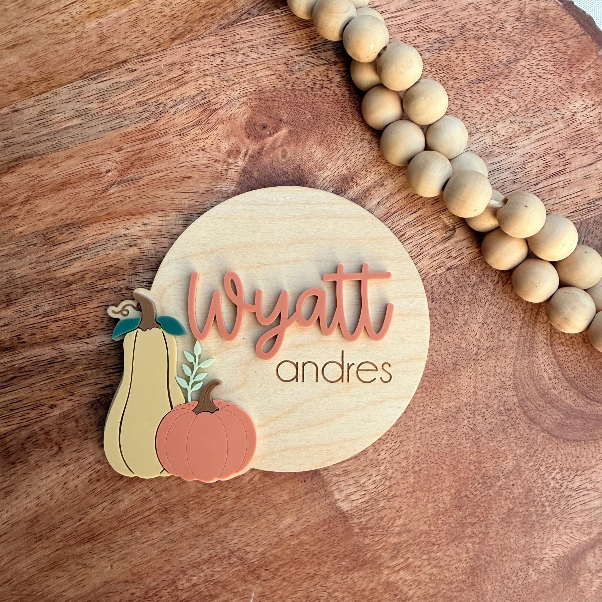 Personalized Pumpkin Baby Announcement Sign: Fall Thanksgiving Themed