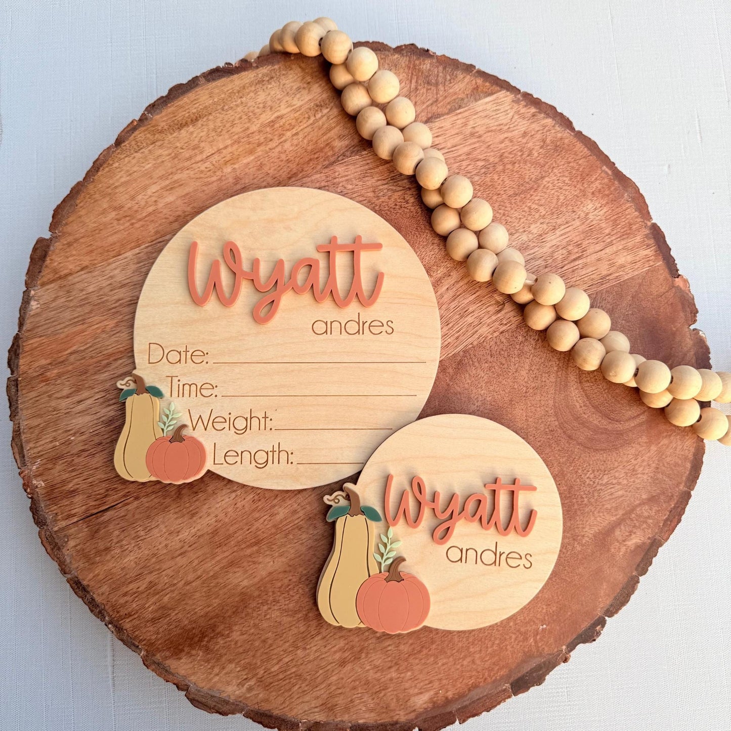 Personalized Pumpkin Baby Announcement Sign: Fall Thanksgiving Themed