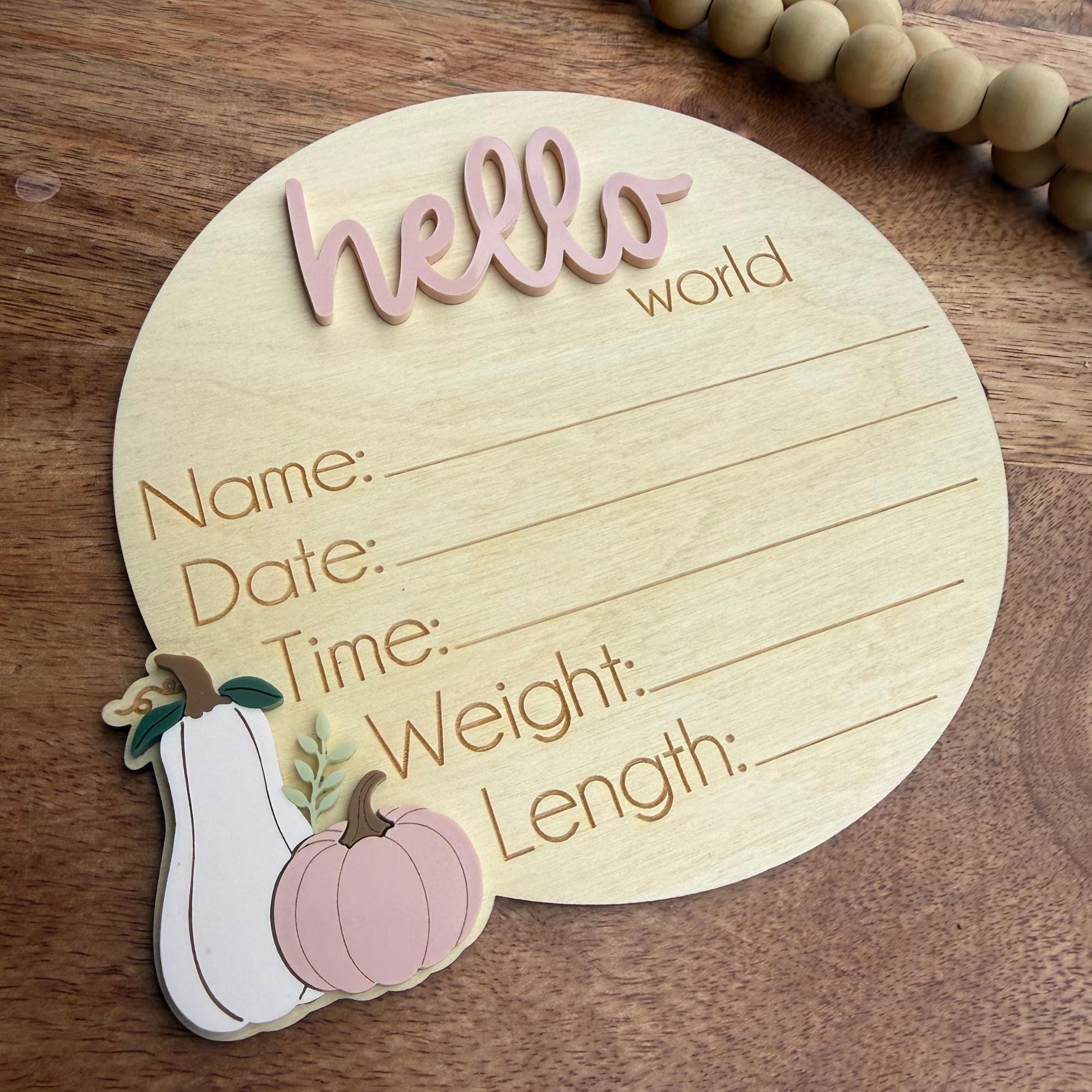 Custom Fall Baby Announcement Sign: Pumpkin-Themed Keepsake for Autumn Newborn Stats