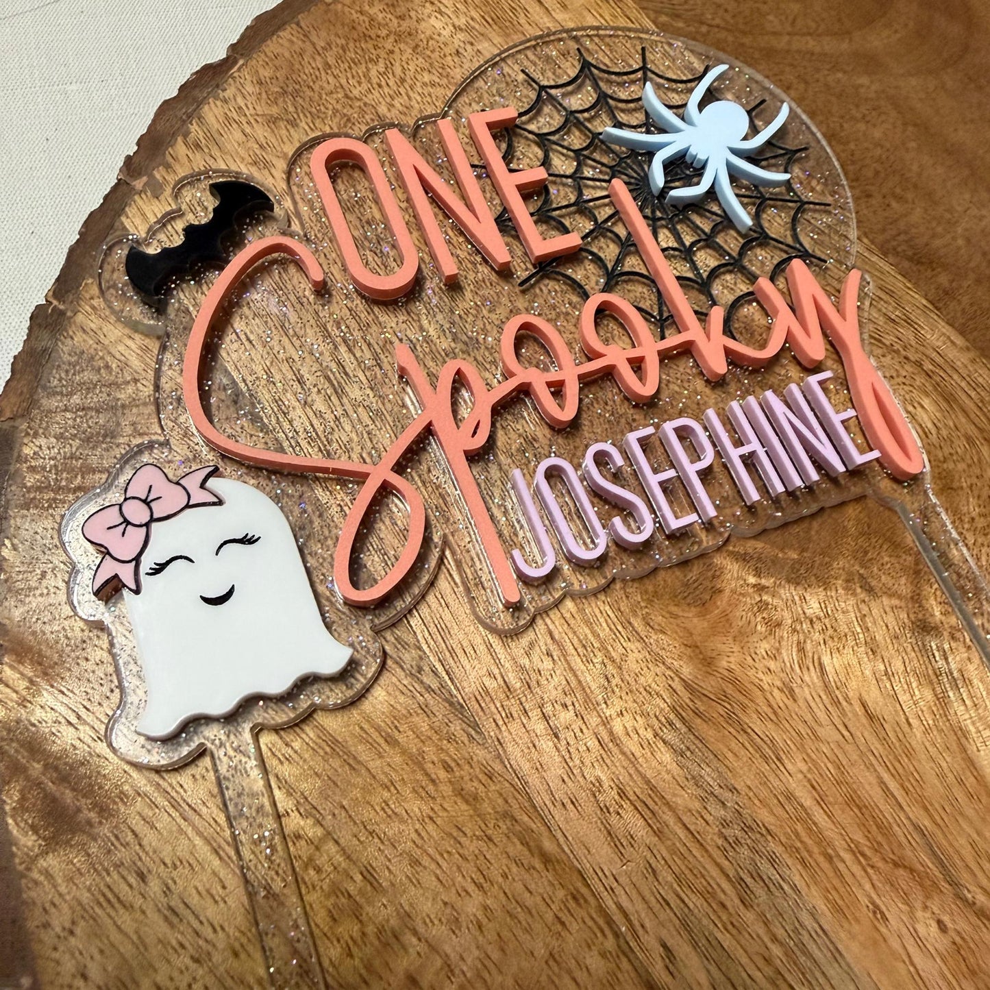 Four Ever Spooky, Acrylic Cake Topper, Pastel Halloween Birthday Decor
