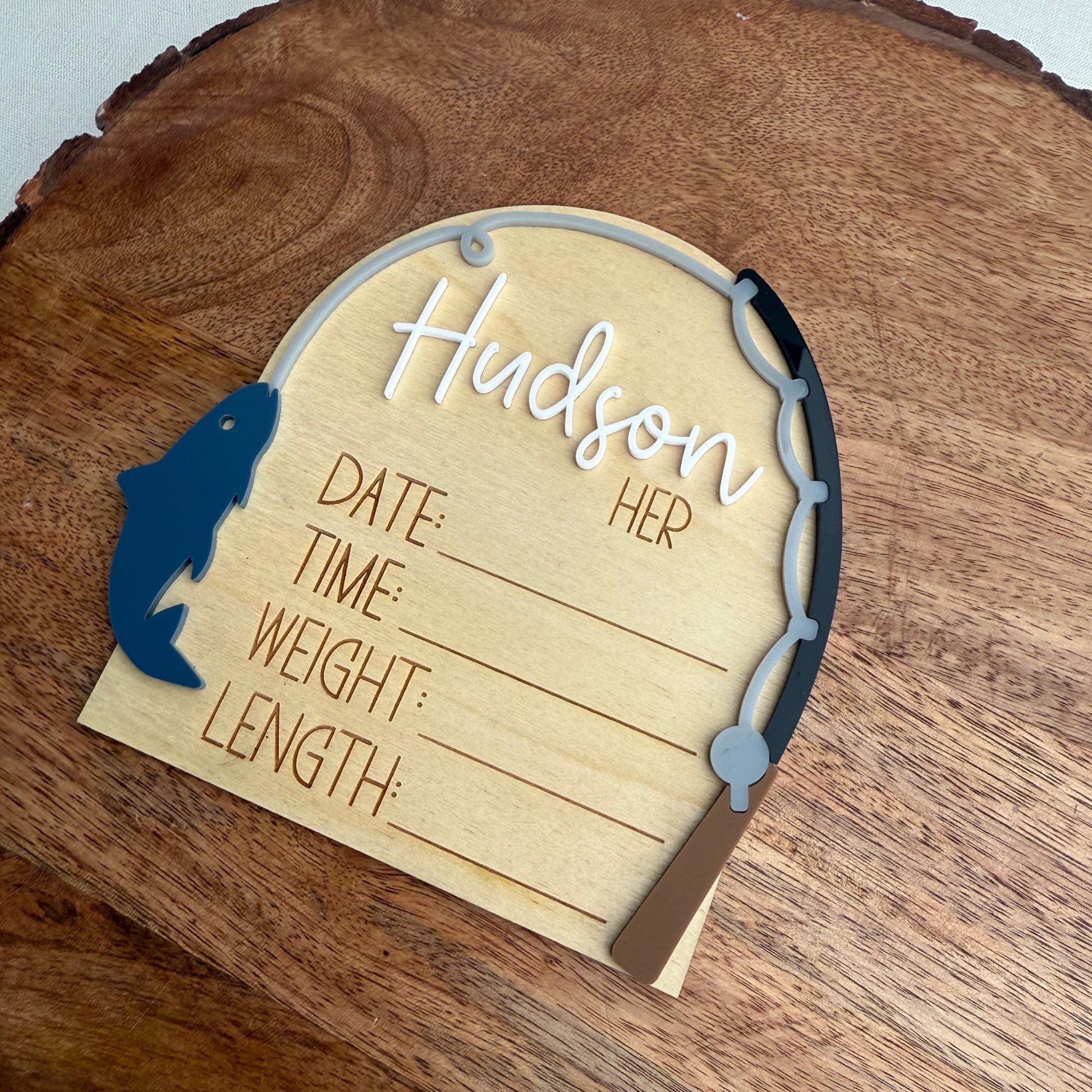 Customizable Fishing-Themed Birth Stats Sign for Baby Boy - Unique Shower Gift & Nursery Decor