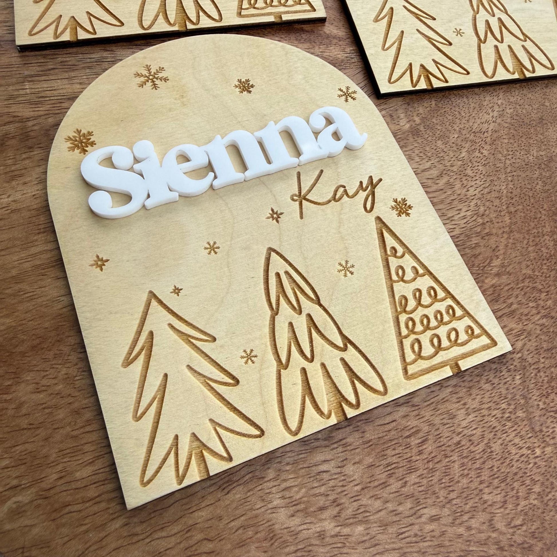 Festive Winter Baby Name Sign: Christmas Announcement Plaque for Newborn Hospital Photos & Welcome
