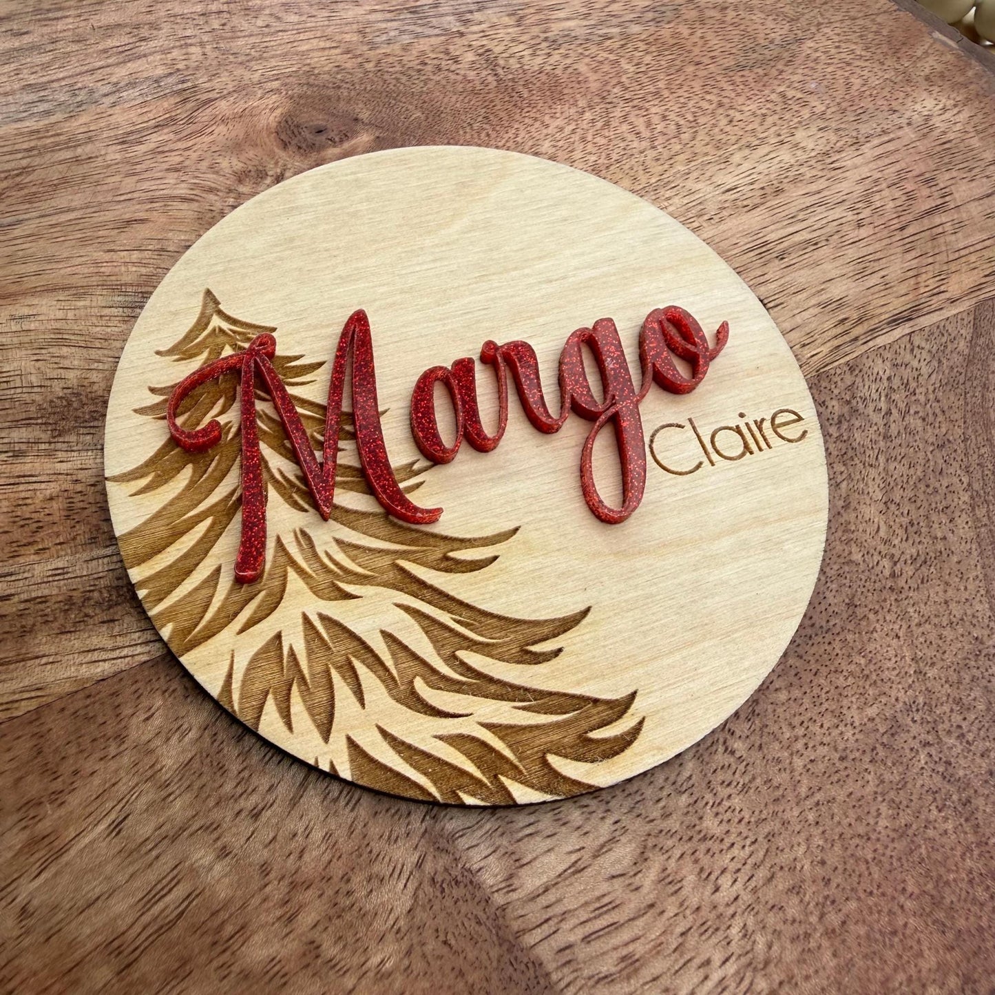 Festive Winter Baby Name Sign: Christmas Announcement Plaque for Newborn Hospital Photos & Welcome