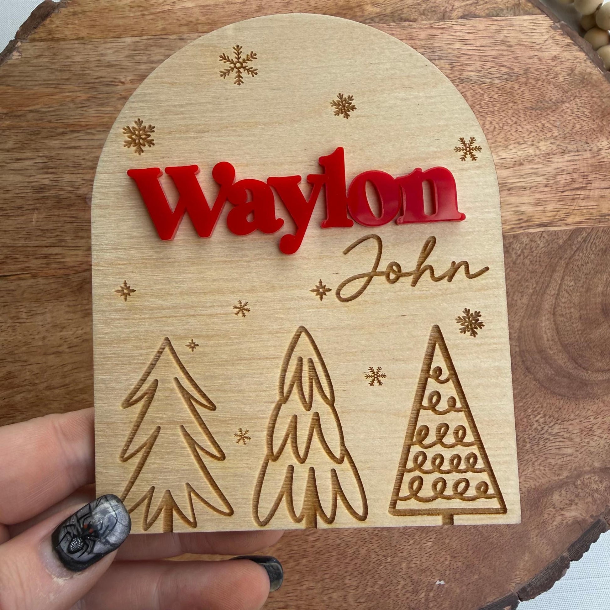 Festive Winter Baby Name Sign: Christmas Announcement Plaque for Newborn Hospital Photos & Welcome