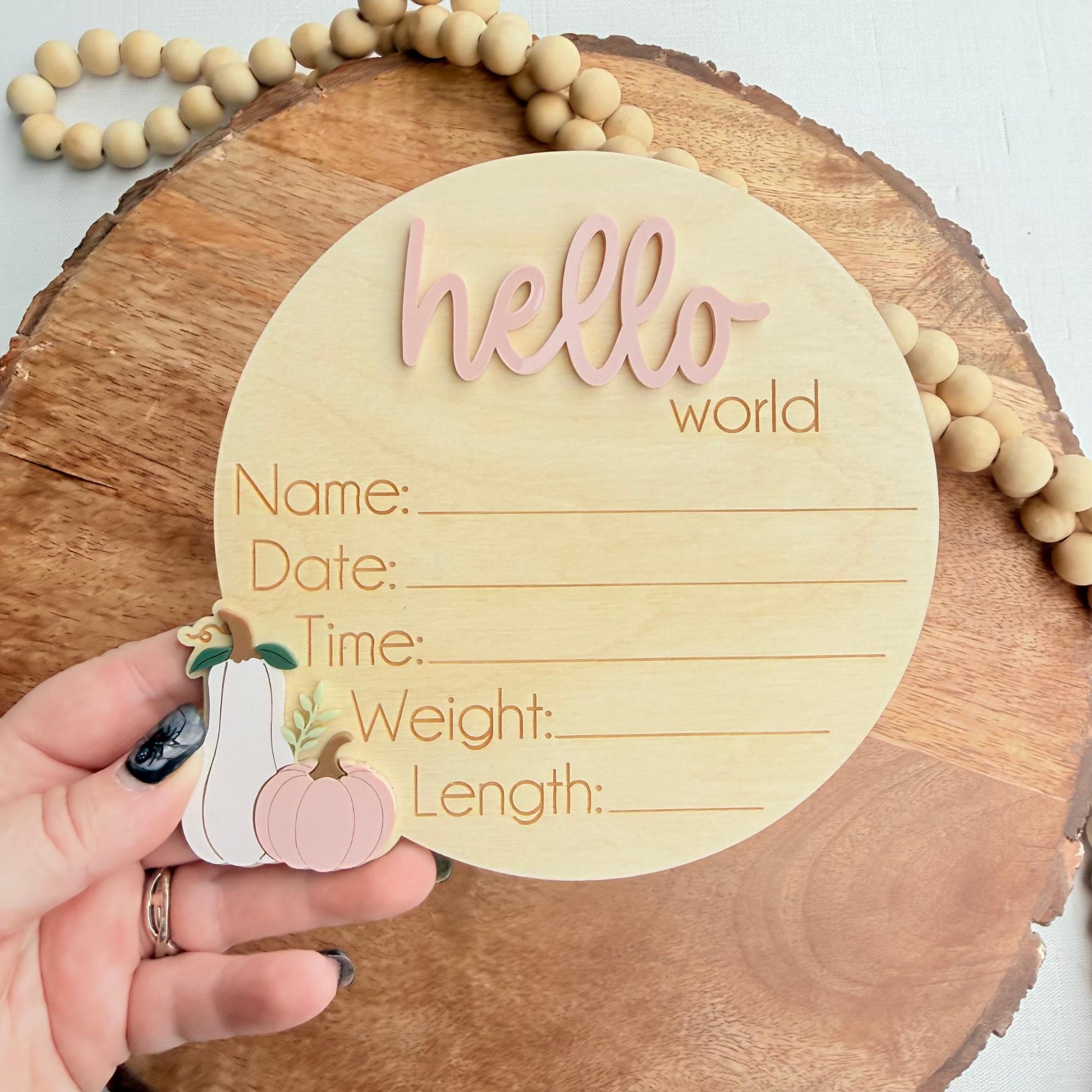 Custom Fall Baby Announcement Sign: Pumpkin-Themed Keepsake for Autumn Newborn Stats