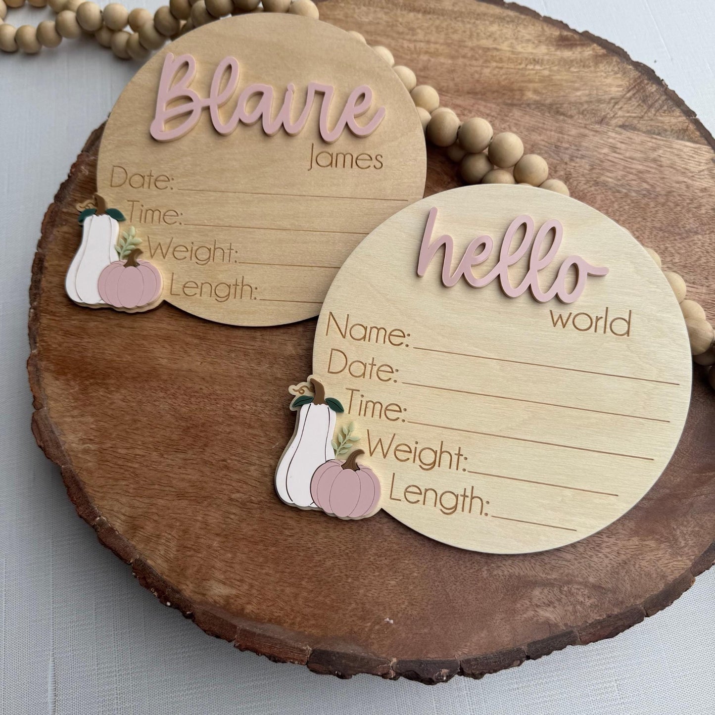 Custom Fall Baby Announcement Sign: Pumpkin-Themed Keepsake for Autumn Newborn Stats