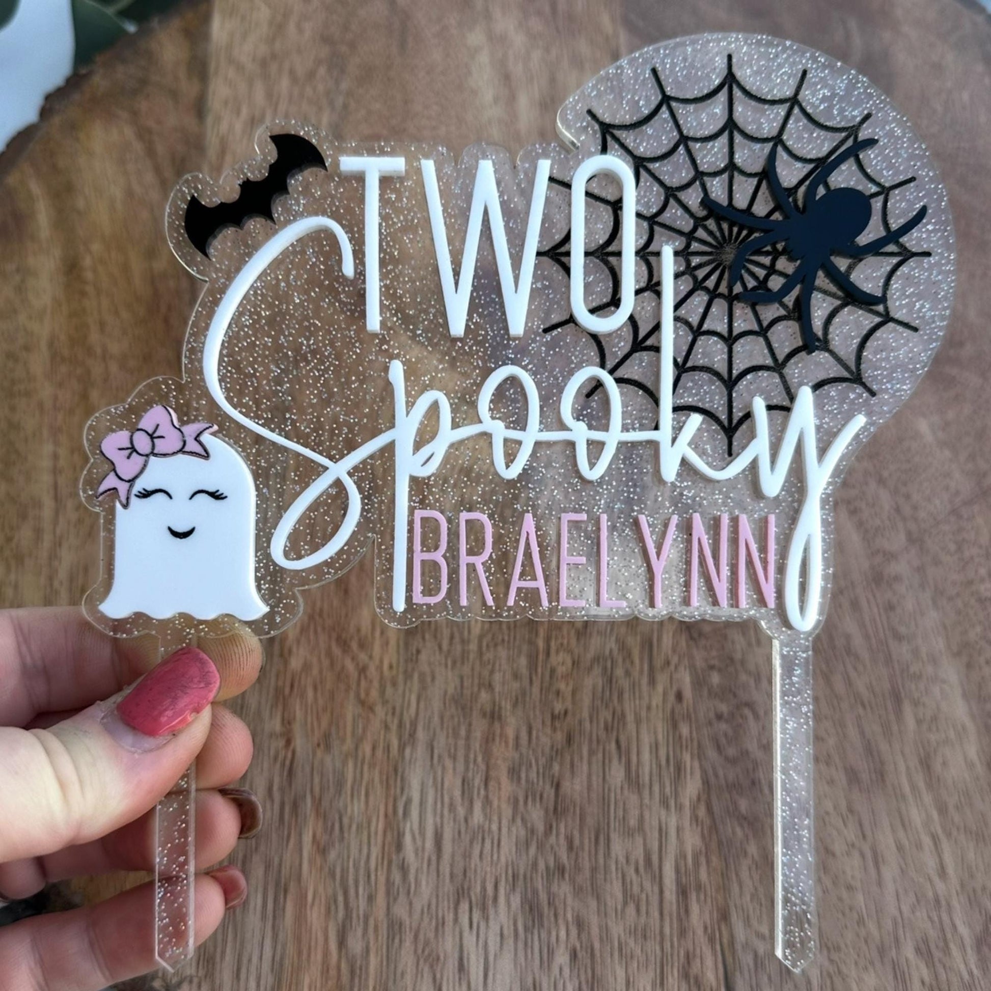 Four Ever Spooky, Acrylic Cake Topper, Pastel Halloween Birthday Decor