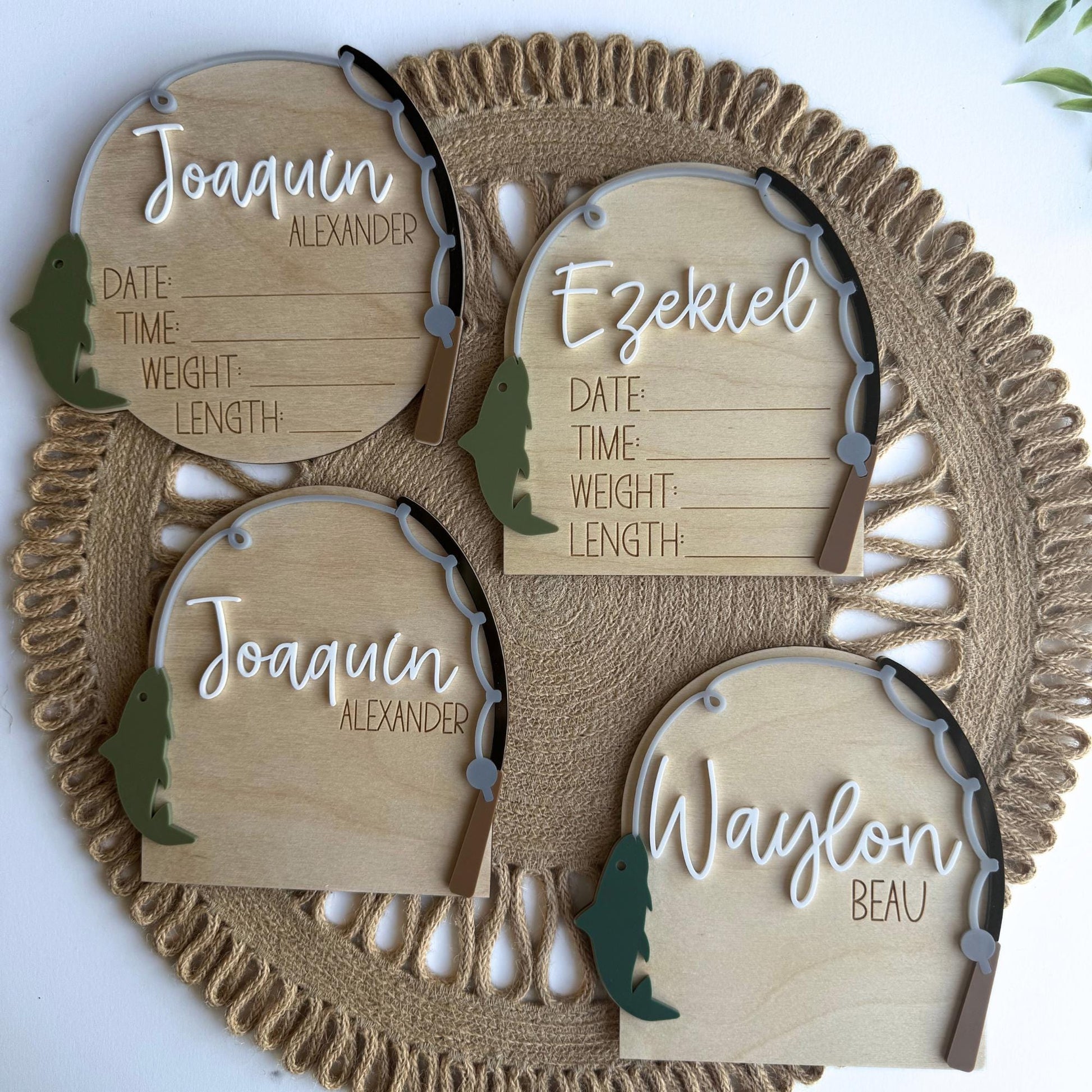 Customizable Fishing-Themed Birth Stats Sign for Baby Boy - Unique Shower Gift & Nursery Decor