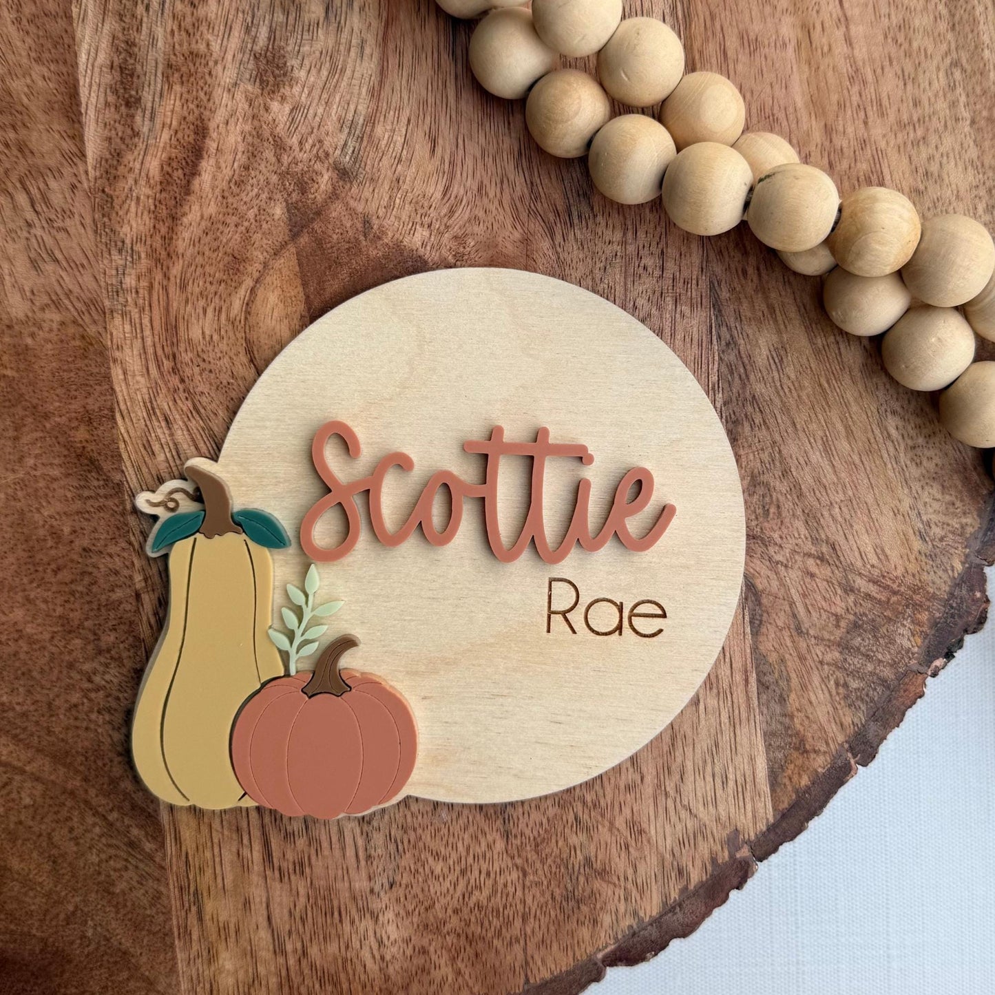 Personalized Pumpkin Baby Announcement Sign: Fall Thanksgiving Themed