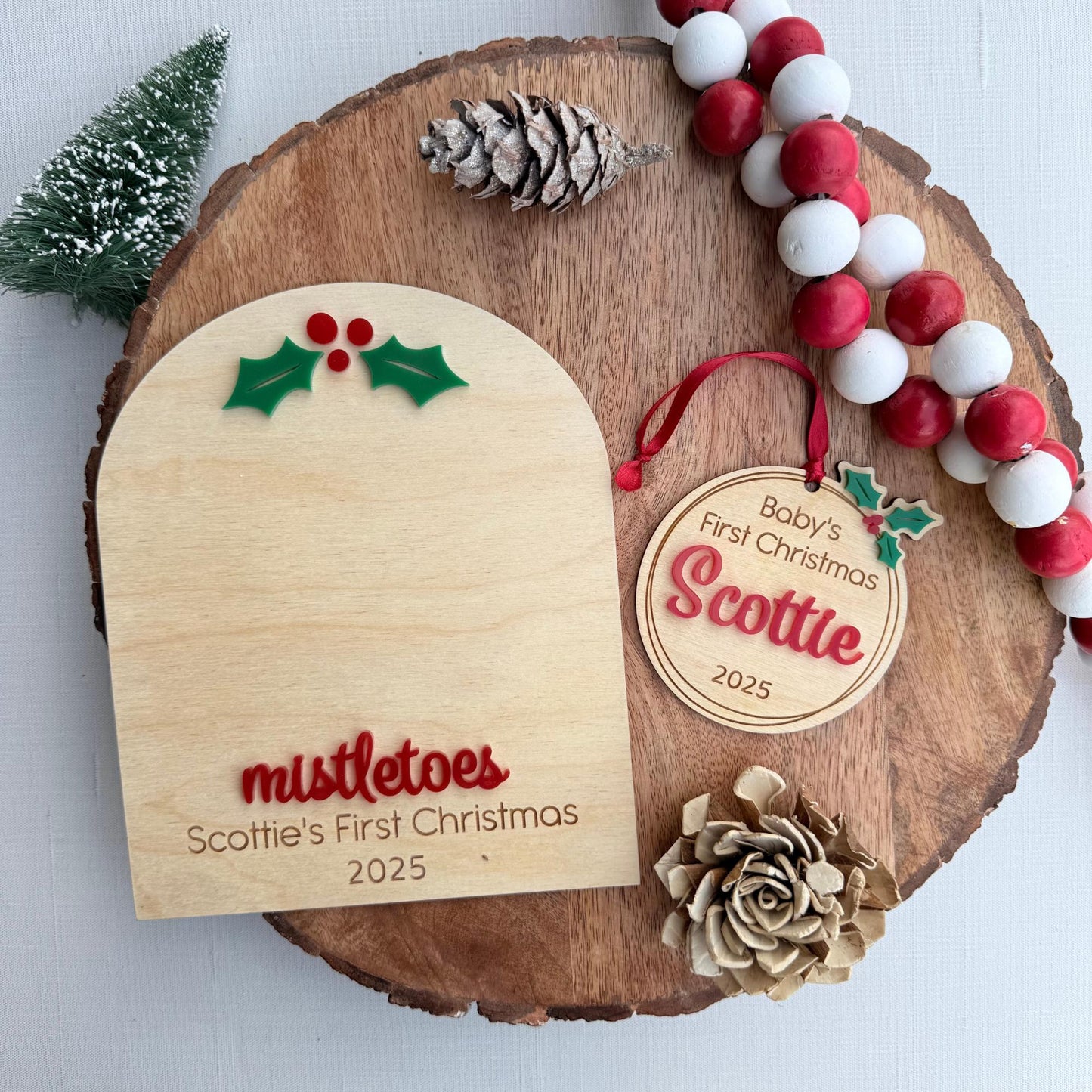 Mistletoe Baby Footprint Sign: First Christmas Keepsake